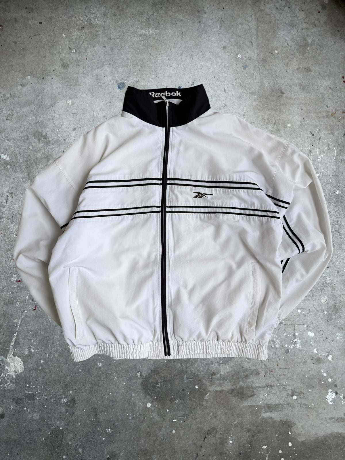 White + Black Reebok Spray Jacket - L