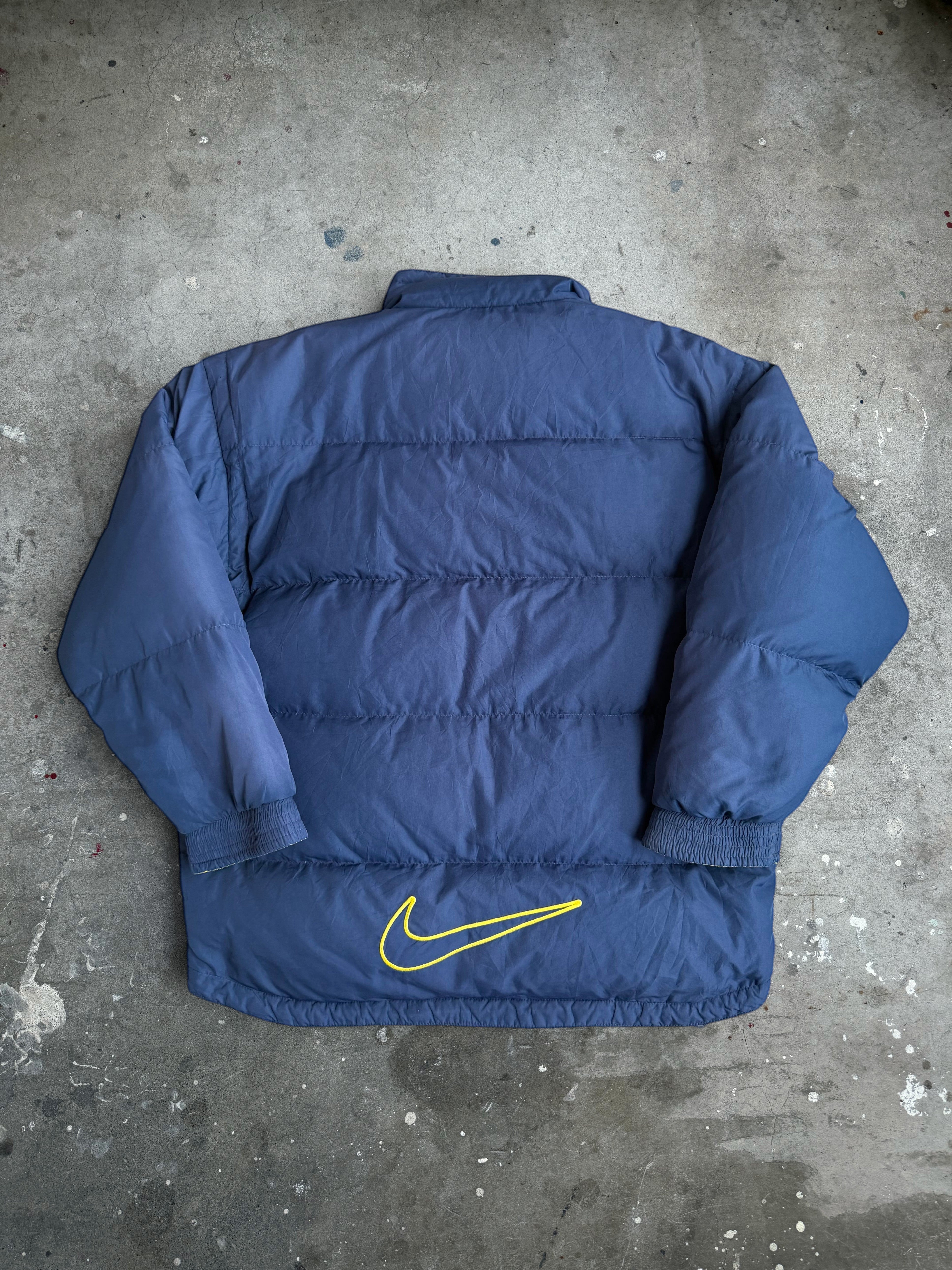 Navy & Yellow Nike Puffer Jacket - M