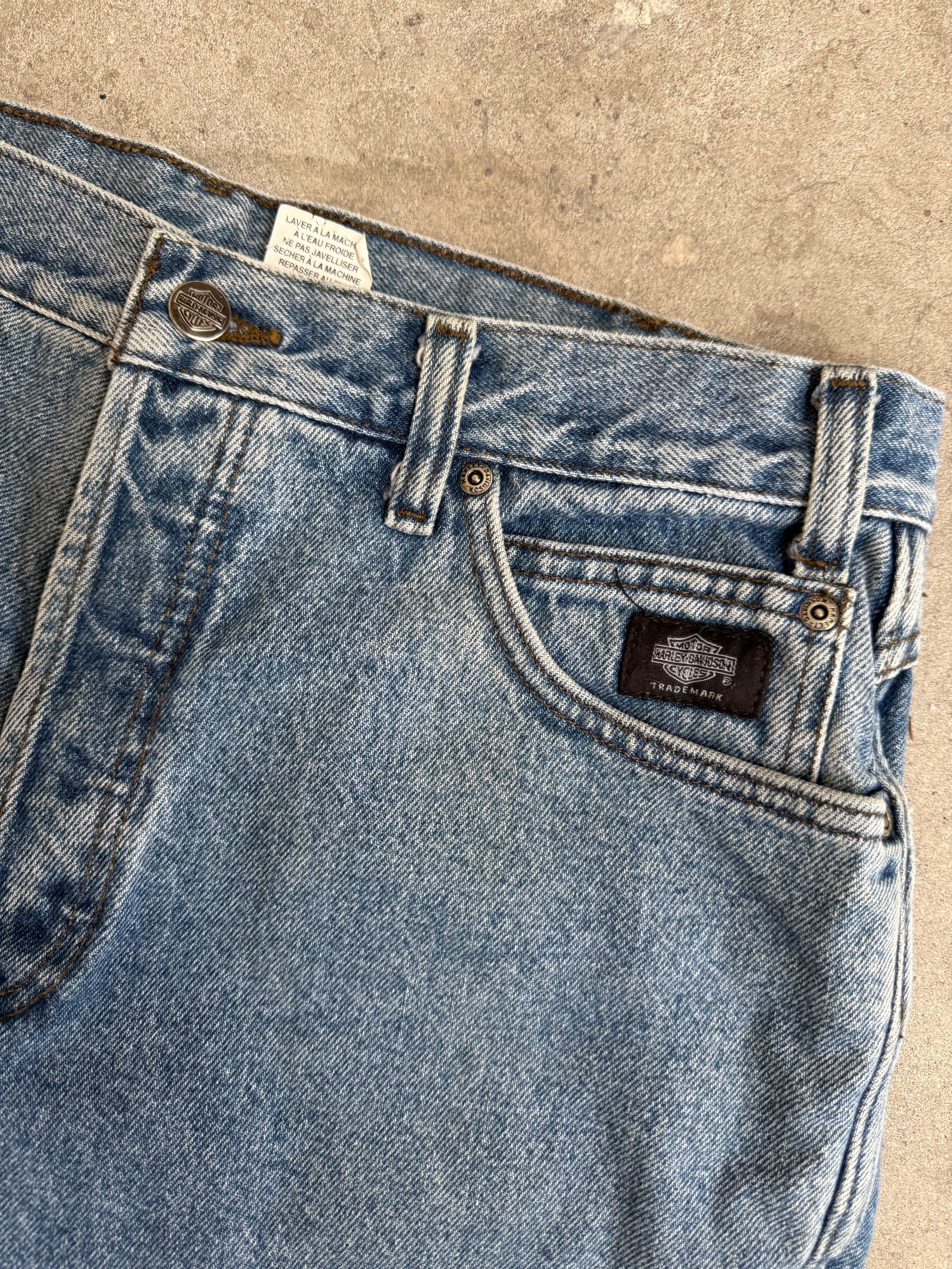 Washed Harley Davidson Denim Jeans - 36