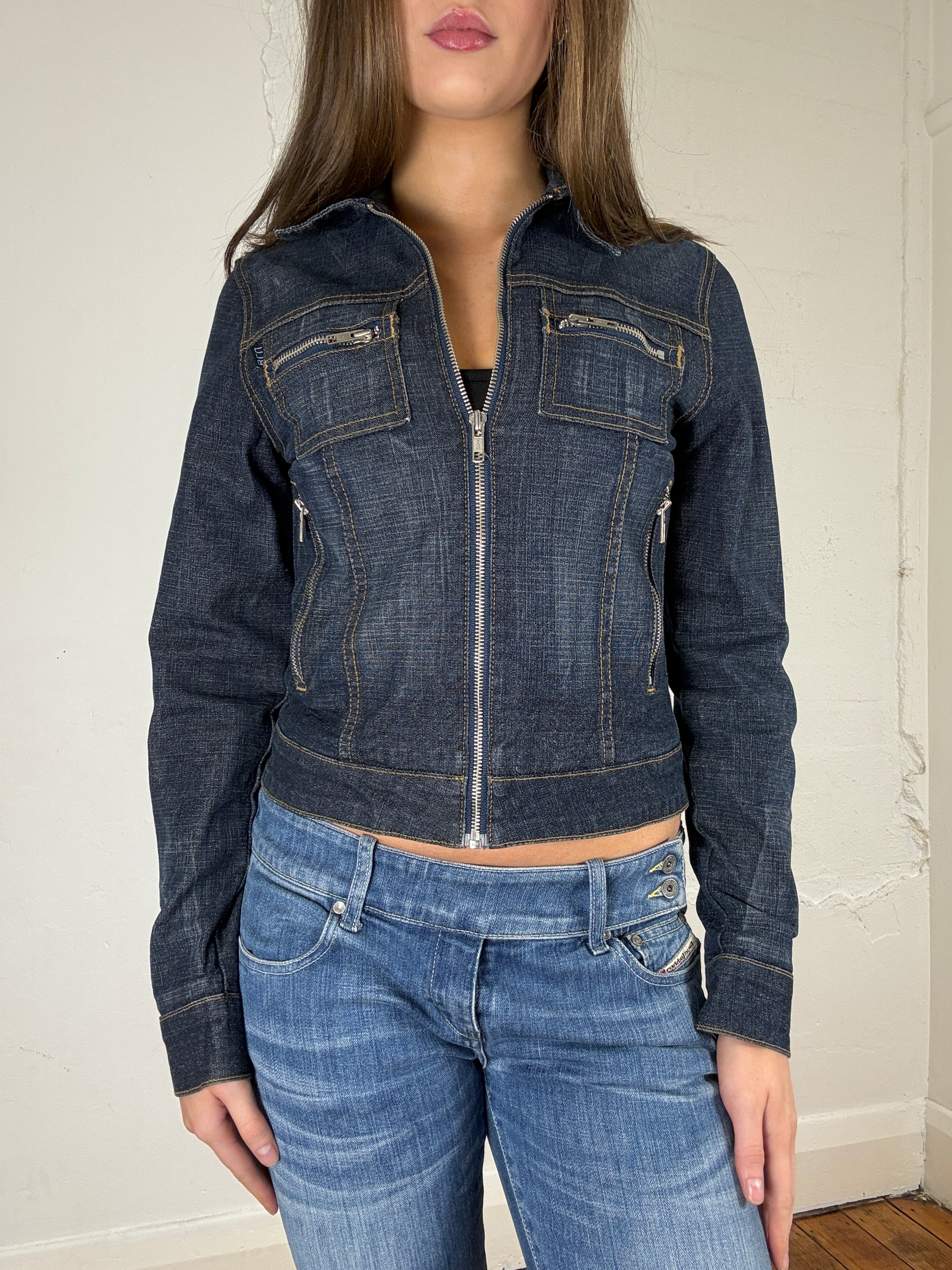 Denim Zip Up Jacket - S