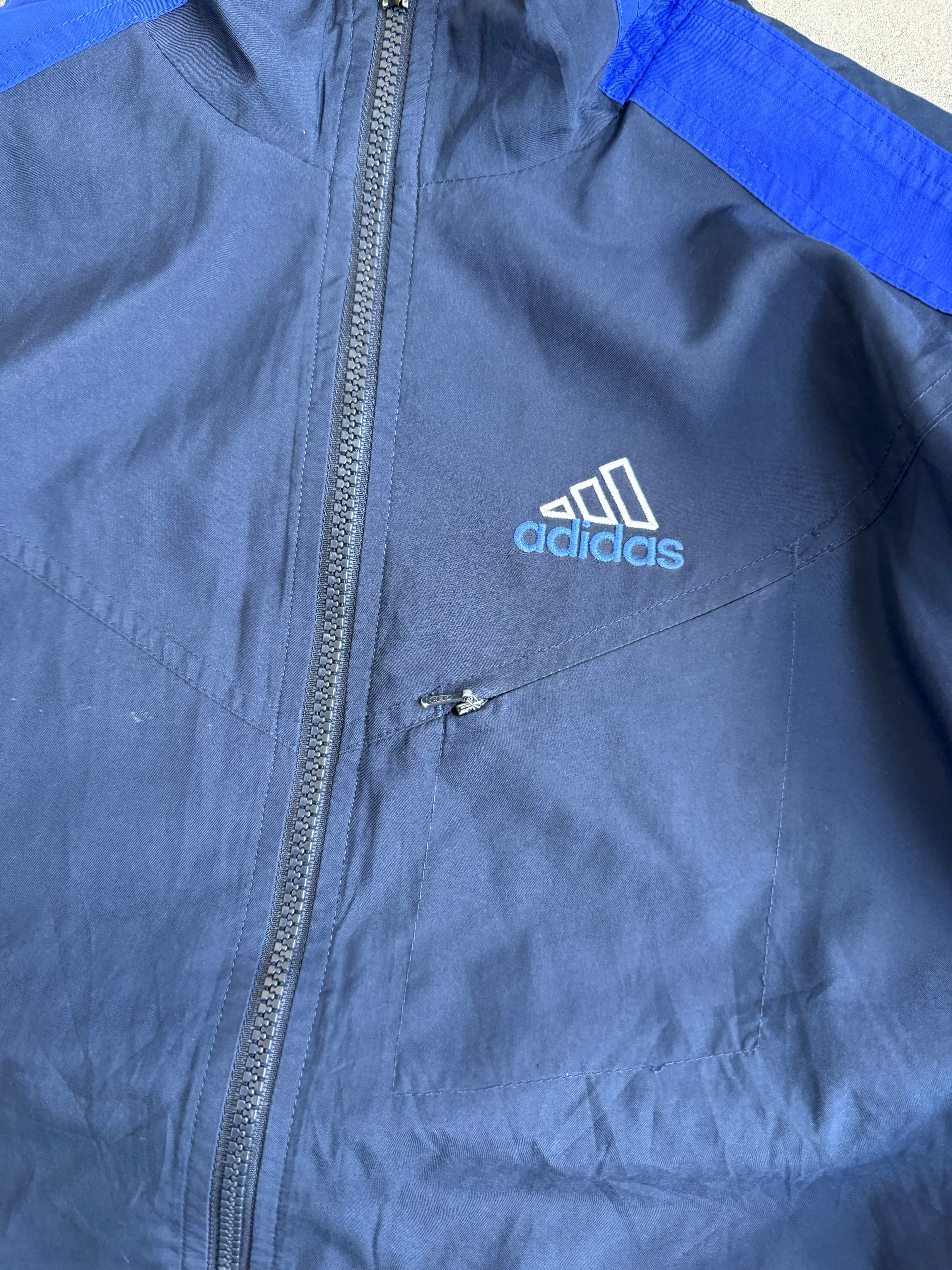 Navy and Blue Adidas Spray Jacket - L