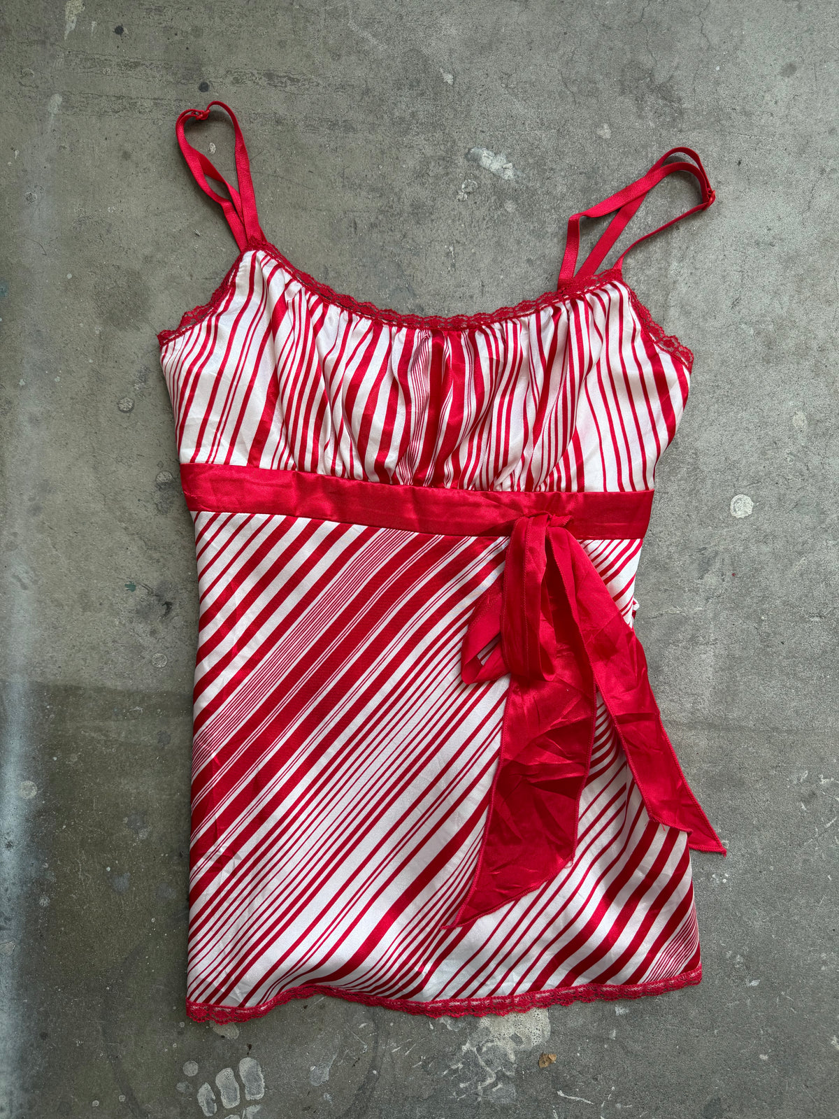 Red and White Tie Up Cami