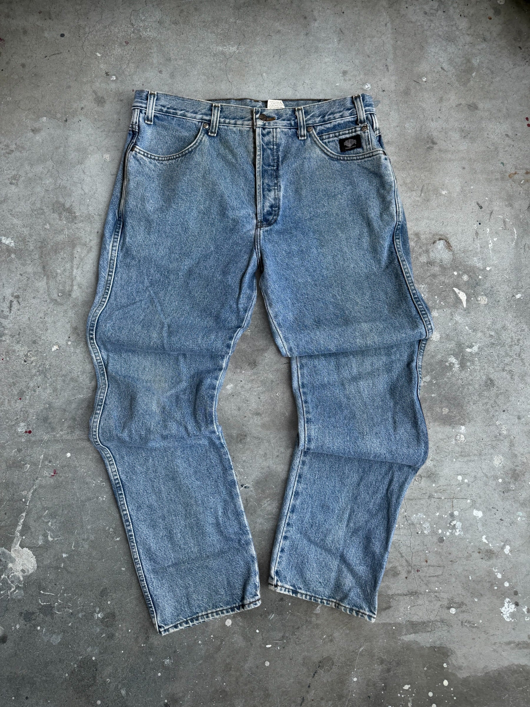 Washed Harley Davidson Denim Jeans - 36