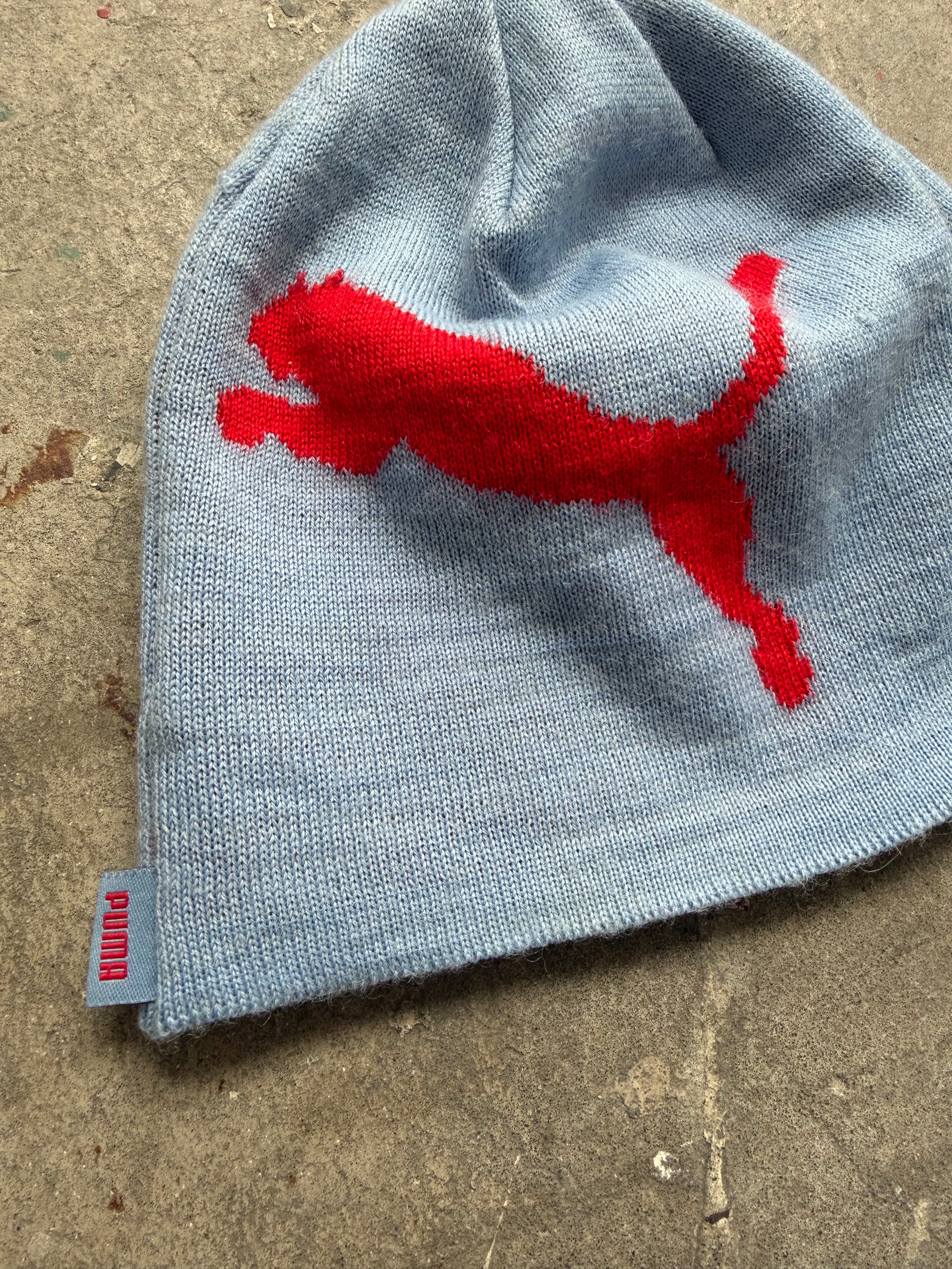 Light Blue & Red Puma Beanie