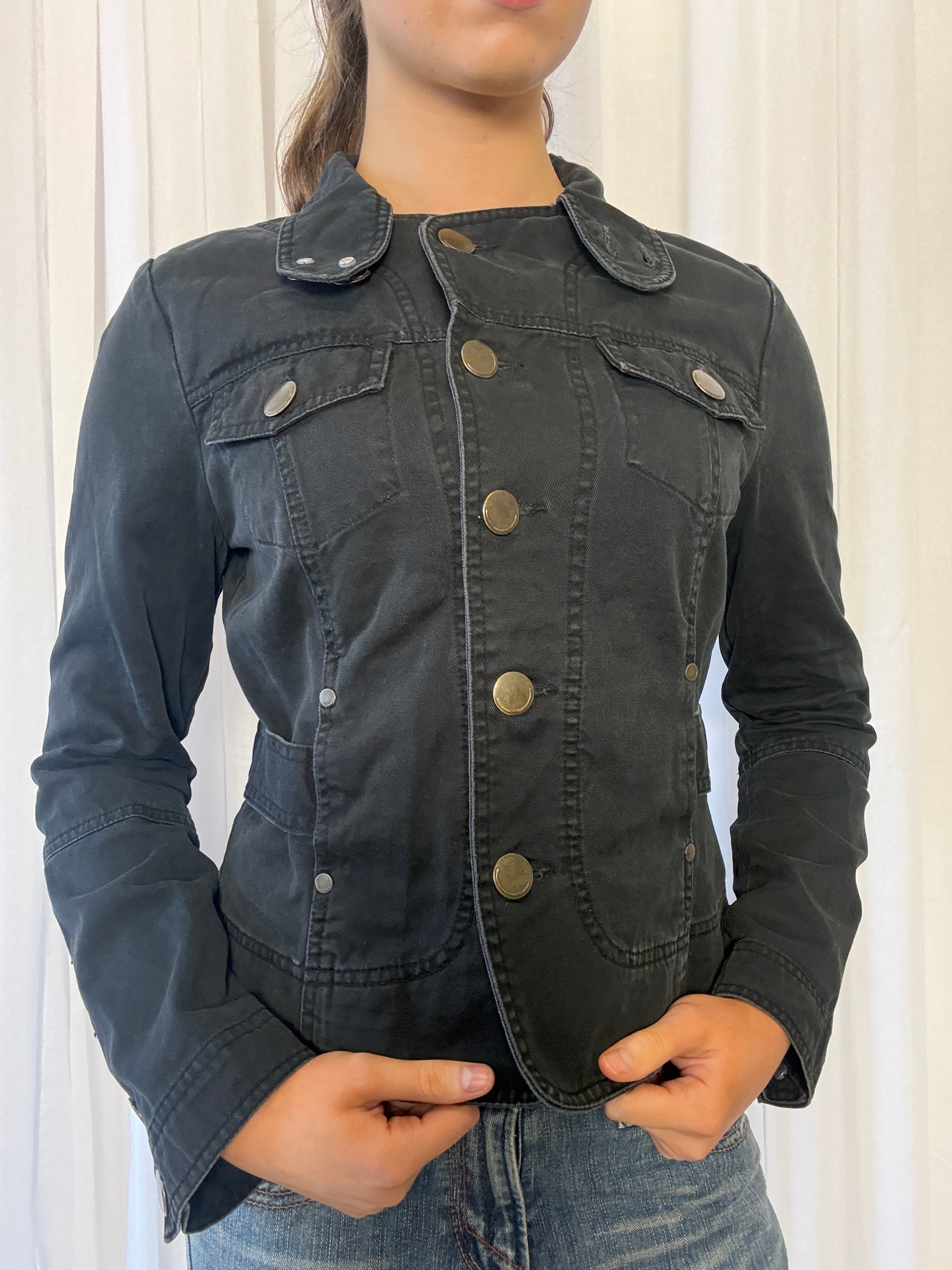 Charlotte Russe Black Button Jacket - M