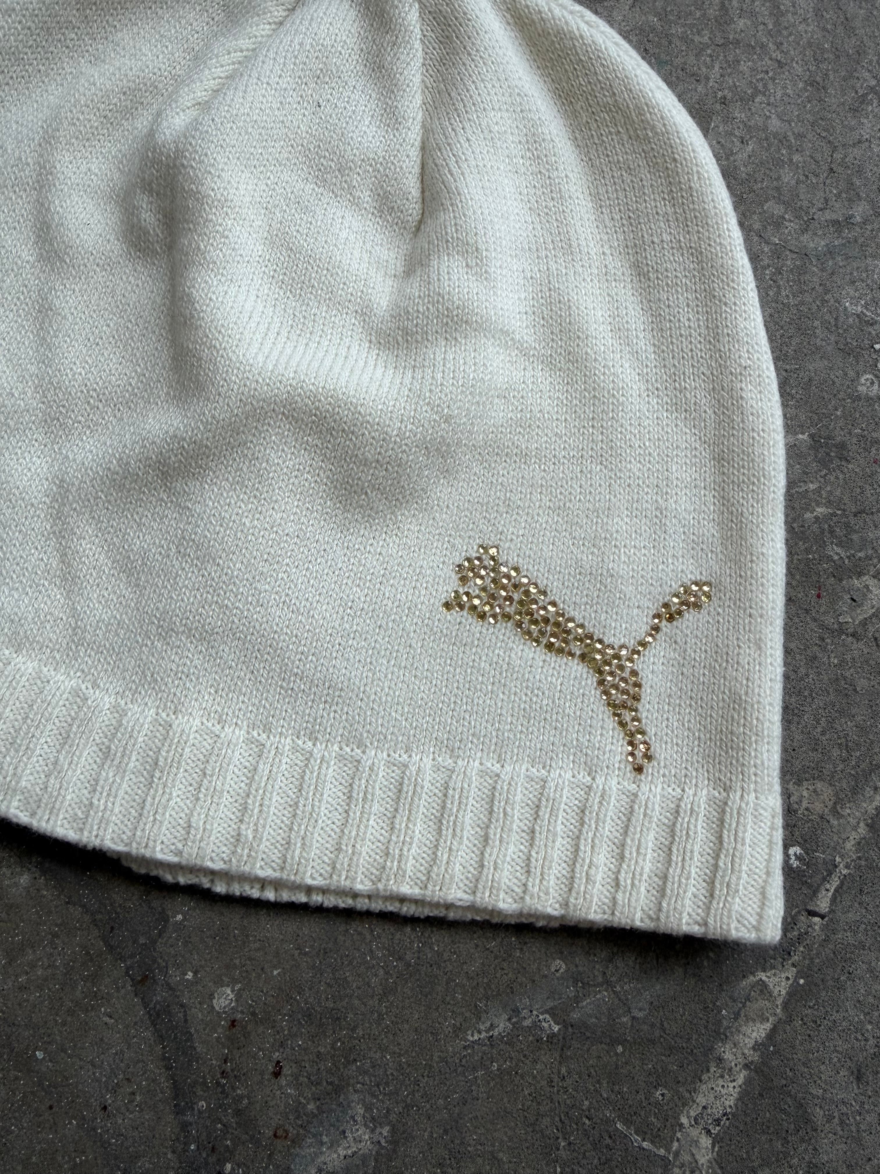 Beige Sparkle Puma Beanie
