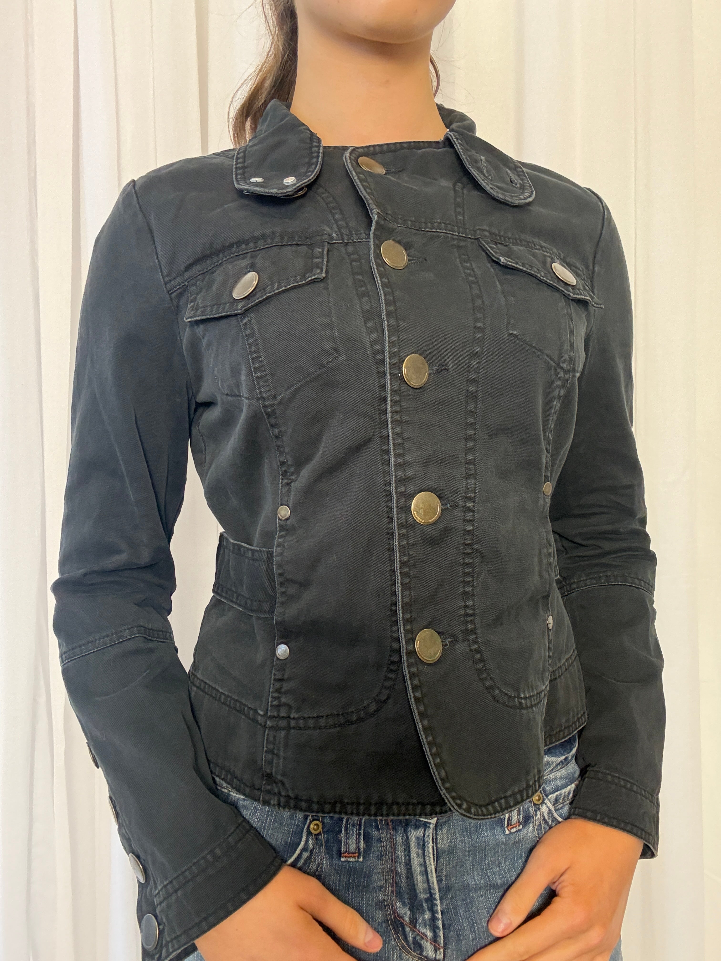 Charlotte Russe Black Button Jacket - M