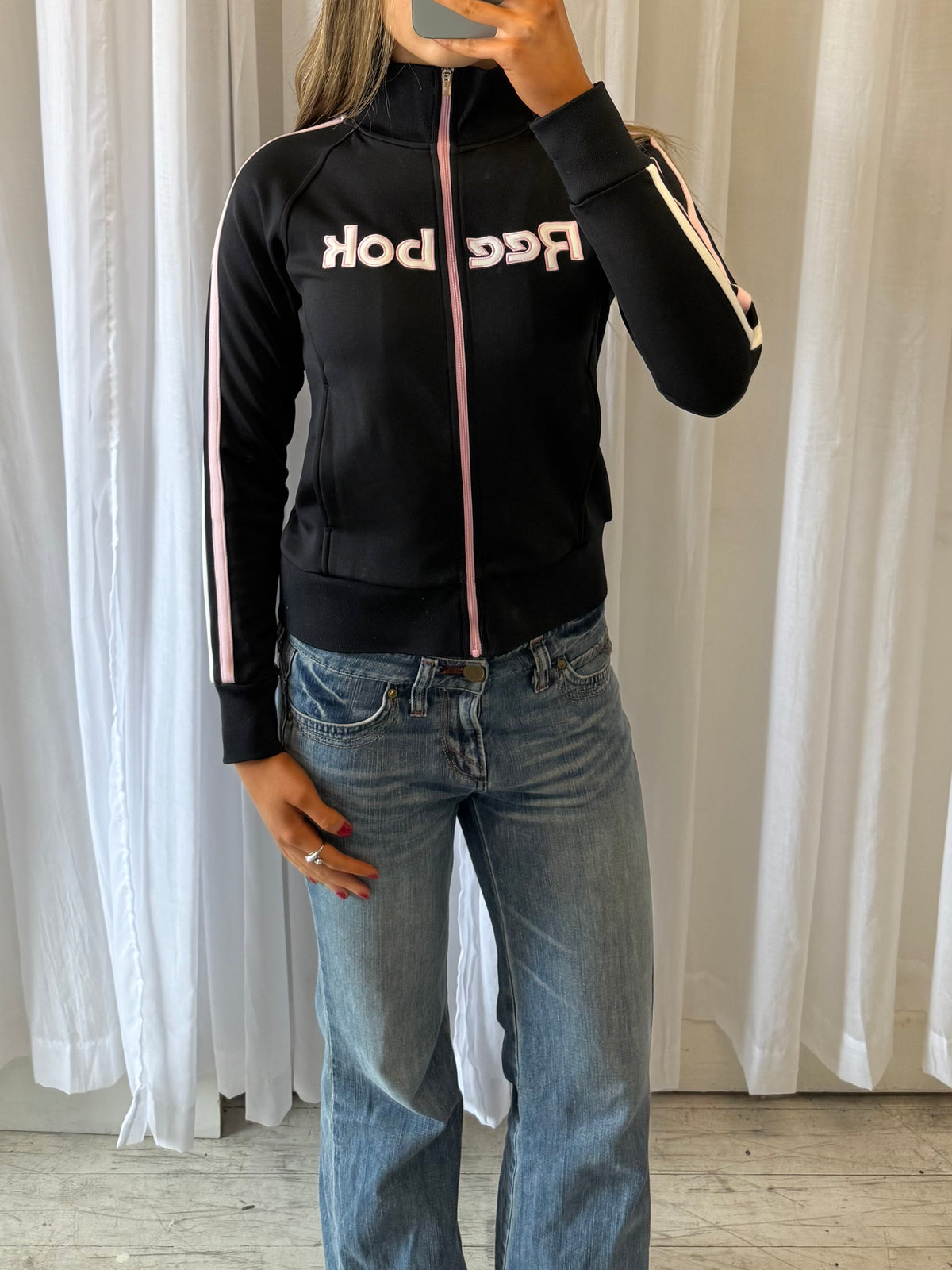 Black Reebok Spellout Track Jacket