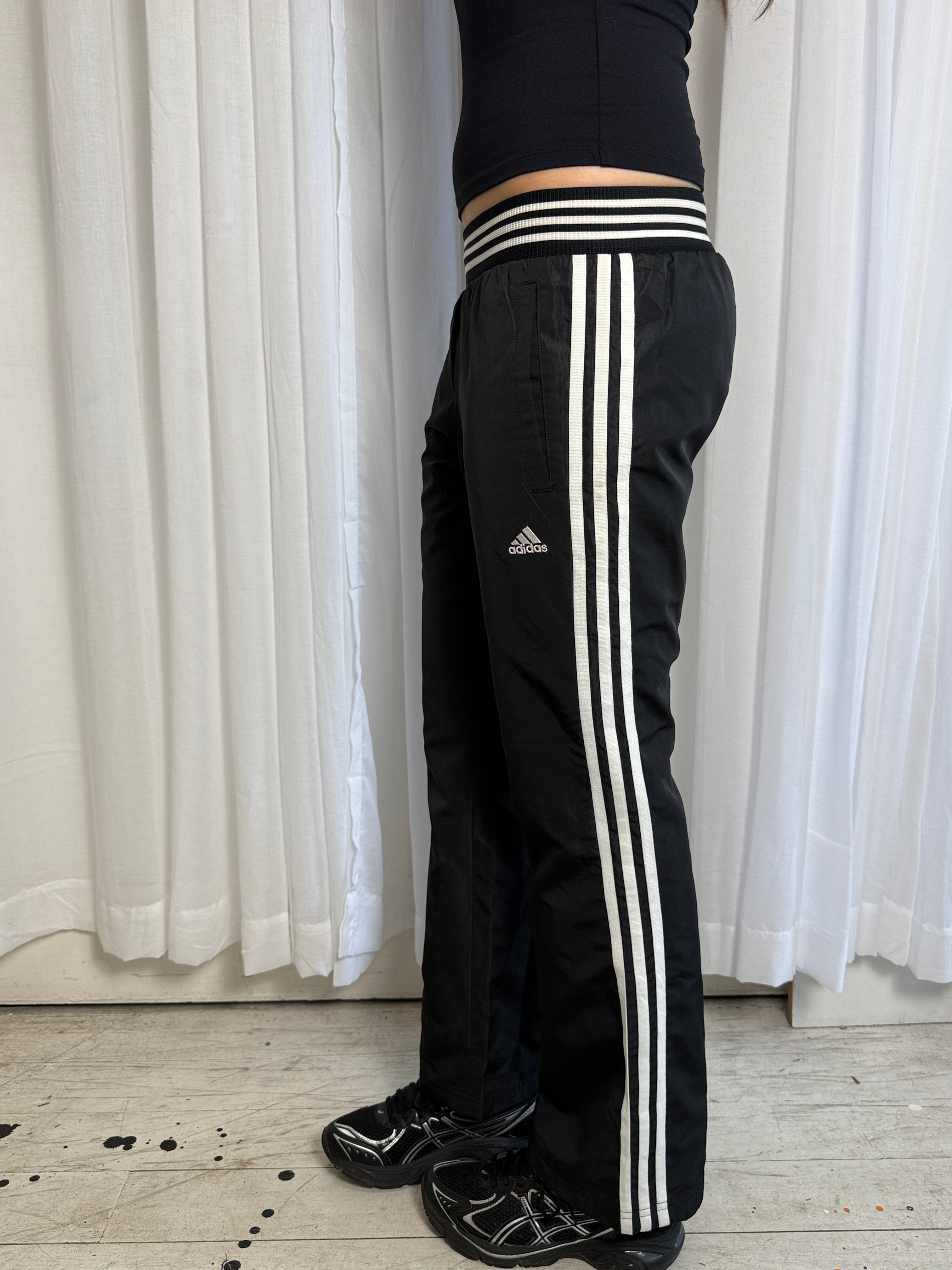 Black & White Adidas Trackpants - S