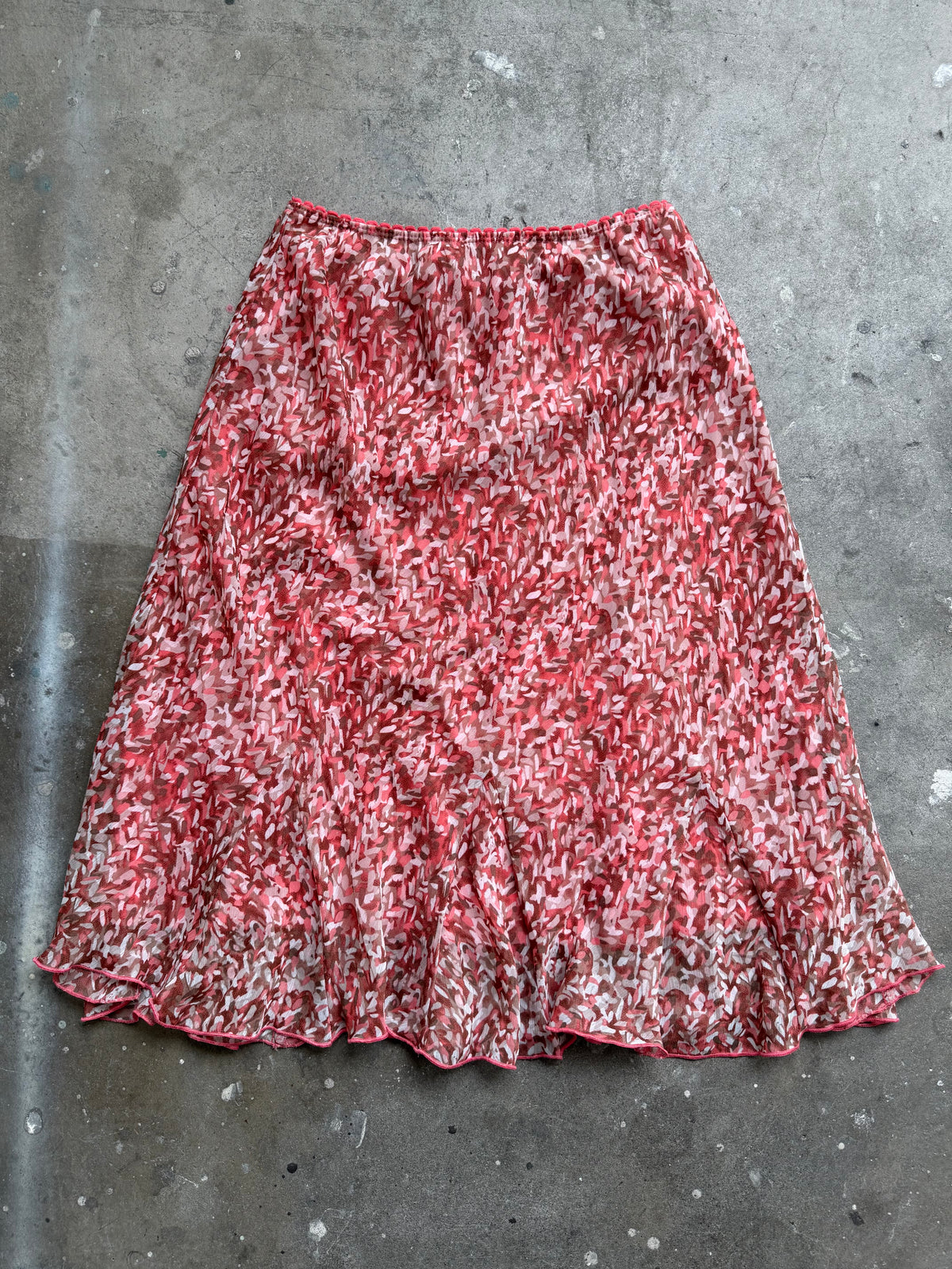Coral Graphic Midi Skirt