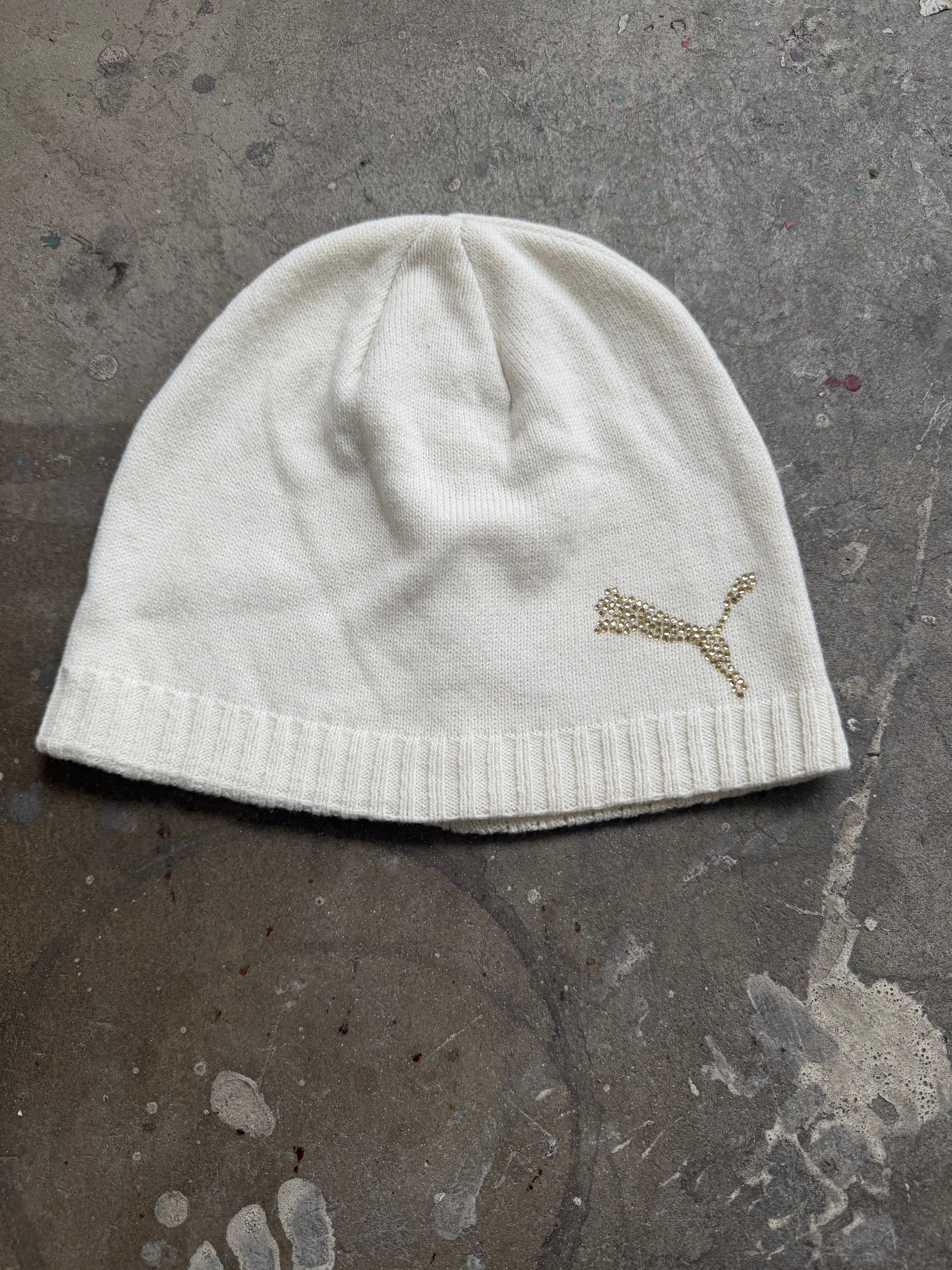 Beige Sparkle Puma Beanie