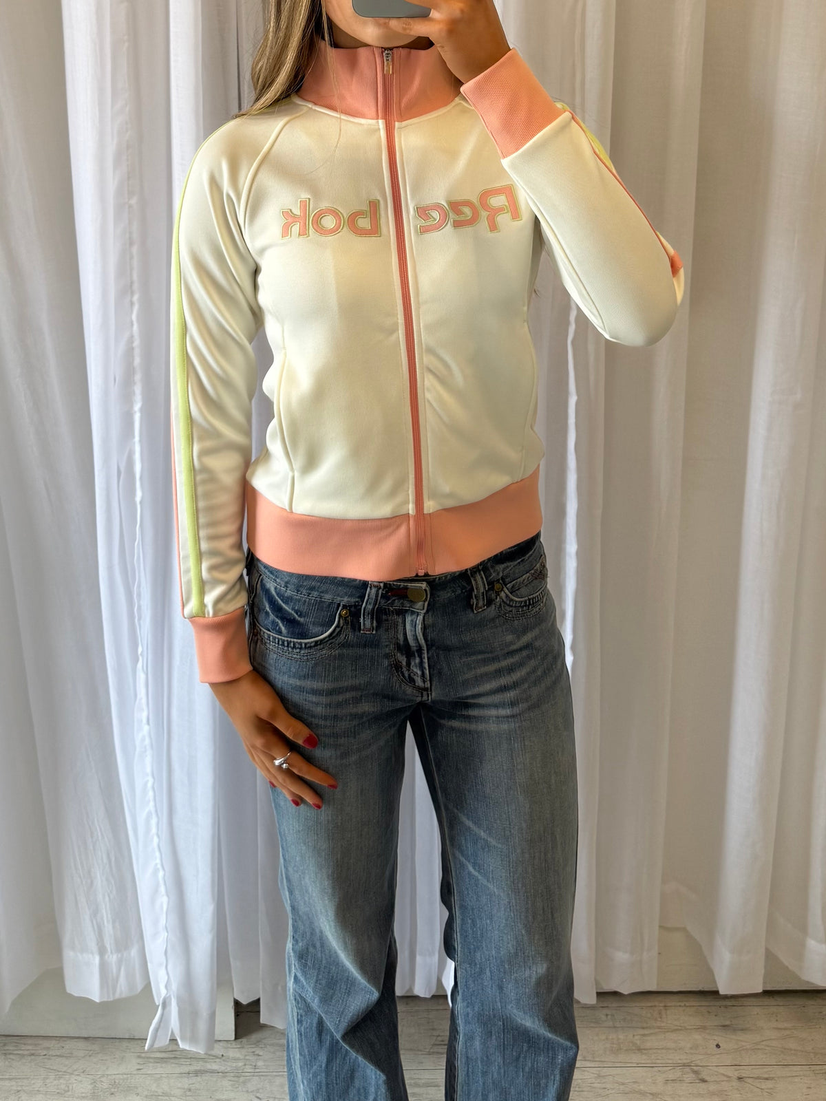 Cream Reebok Spellout Track Jacket