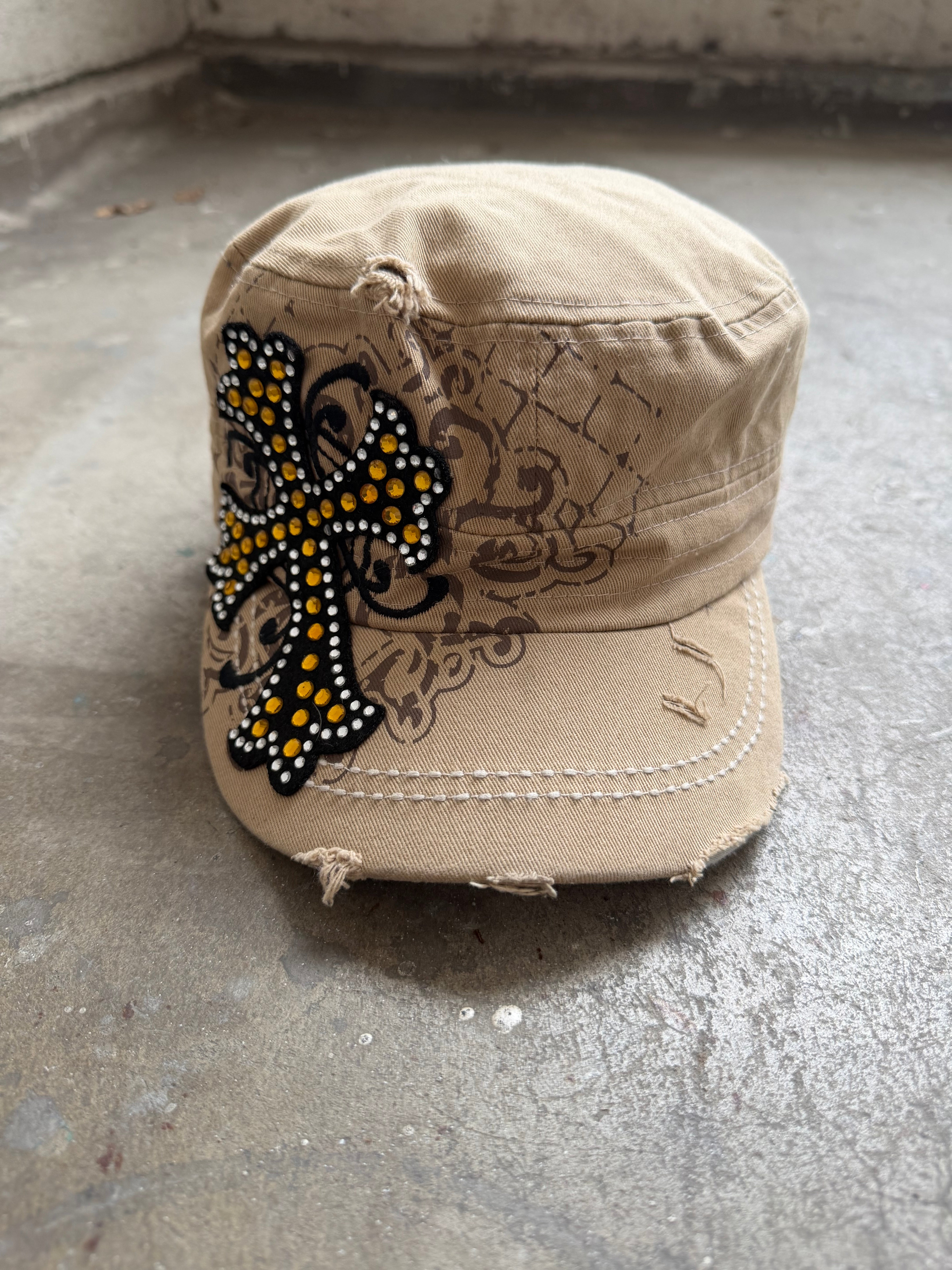 Beige Cross Cadet Hat