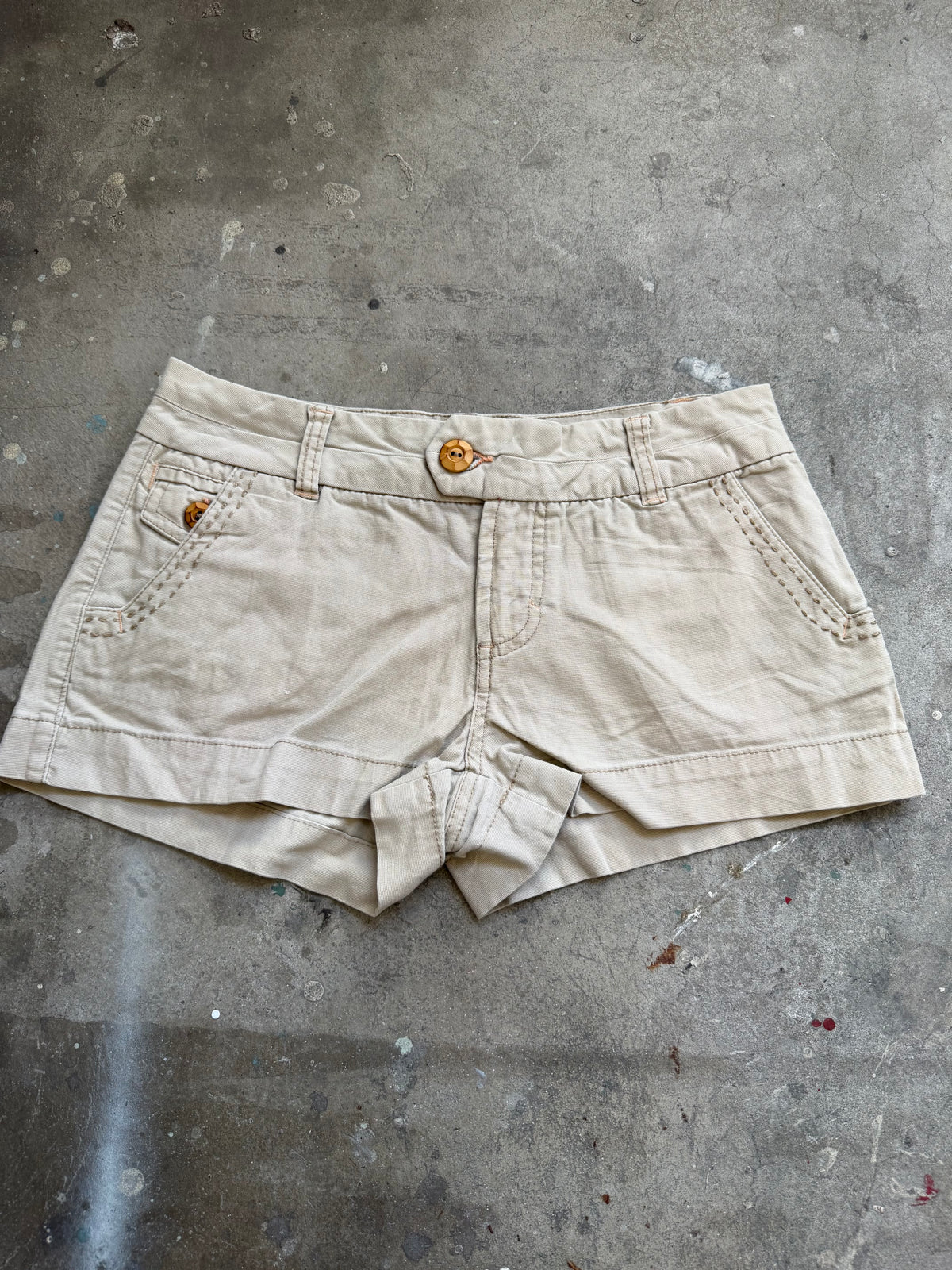 Beige Low Rise Shorts