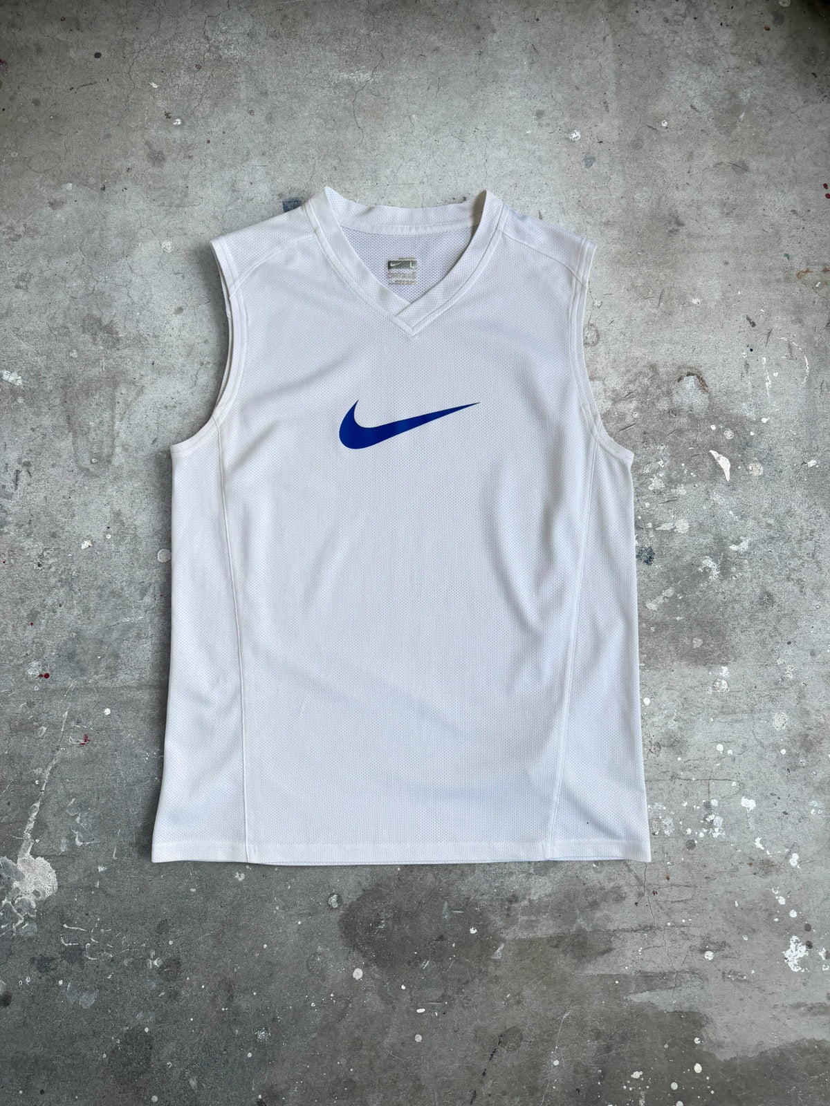 White Nike Swoosh Singlet - M