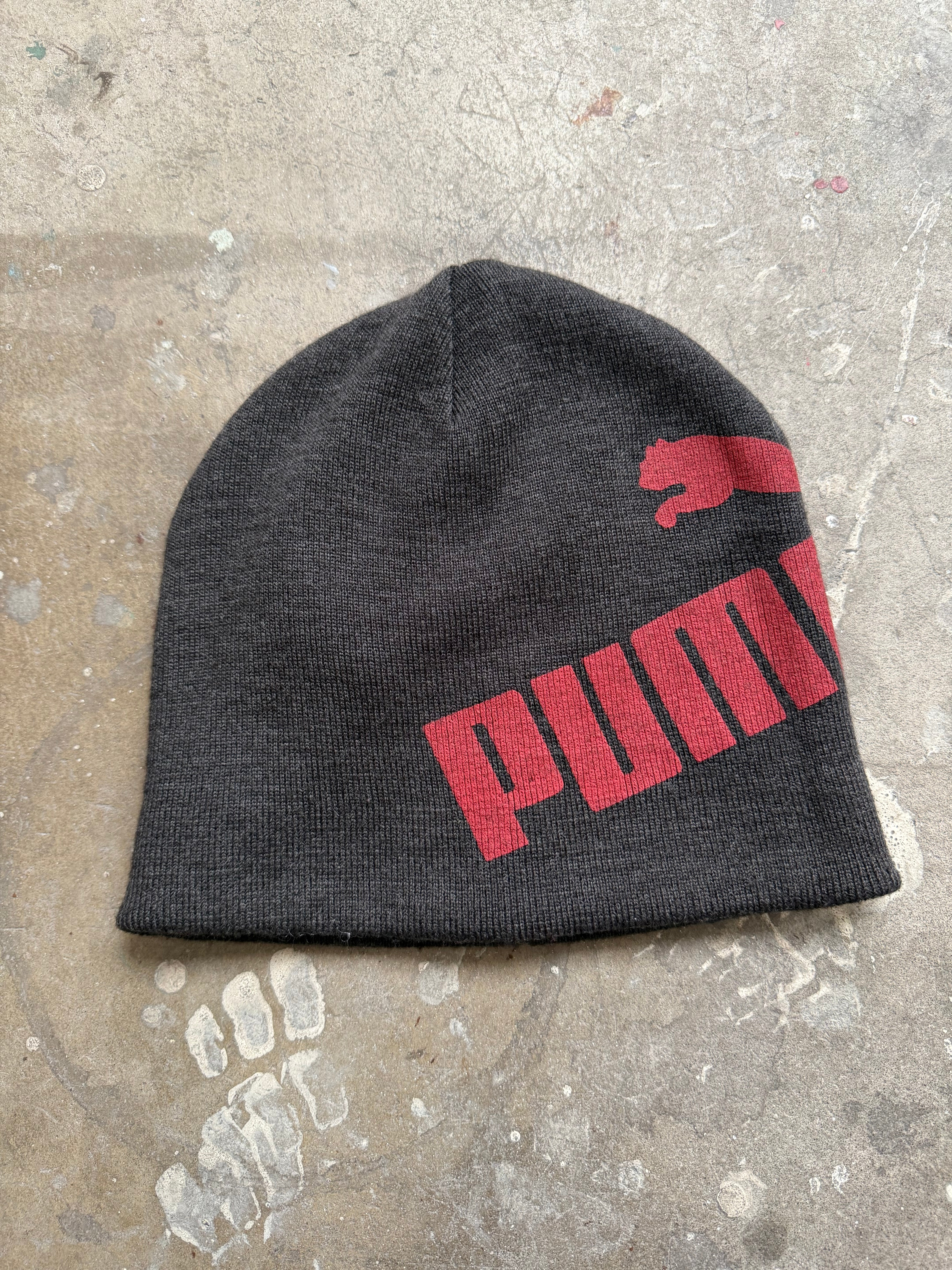 Dark Grey & Red Puma Beanie