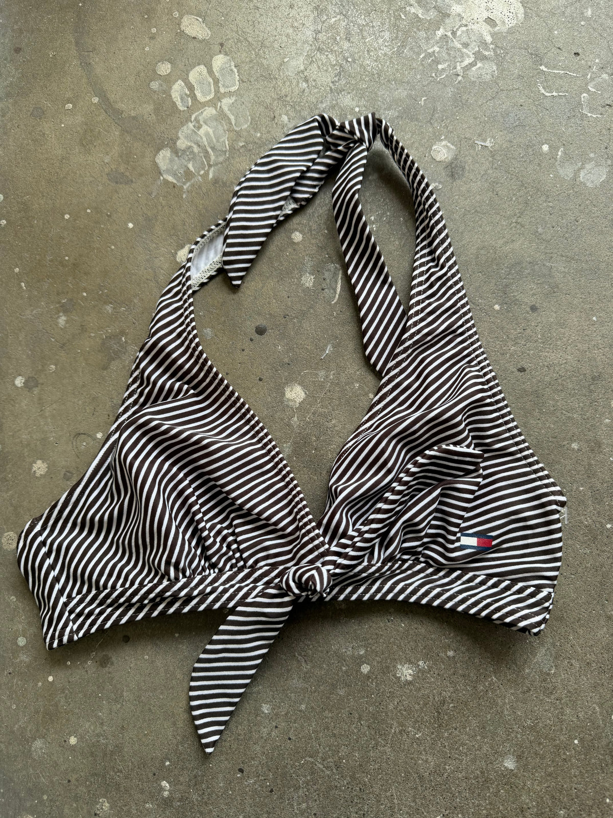 Tommy Hilfiger Brown Striped Bikini Top