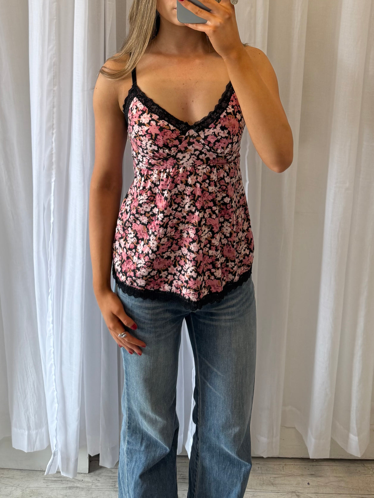 Black & Pink Floral Cami