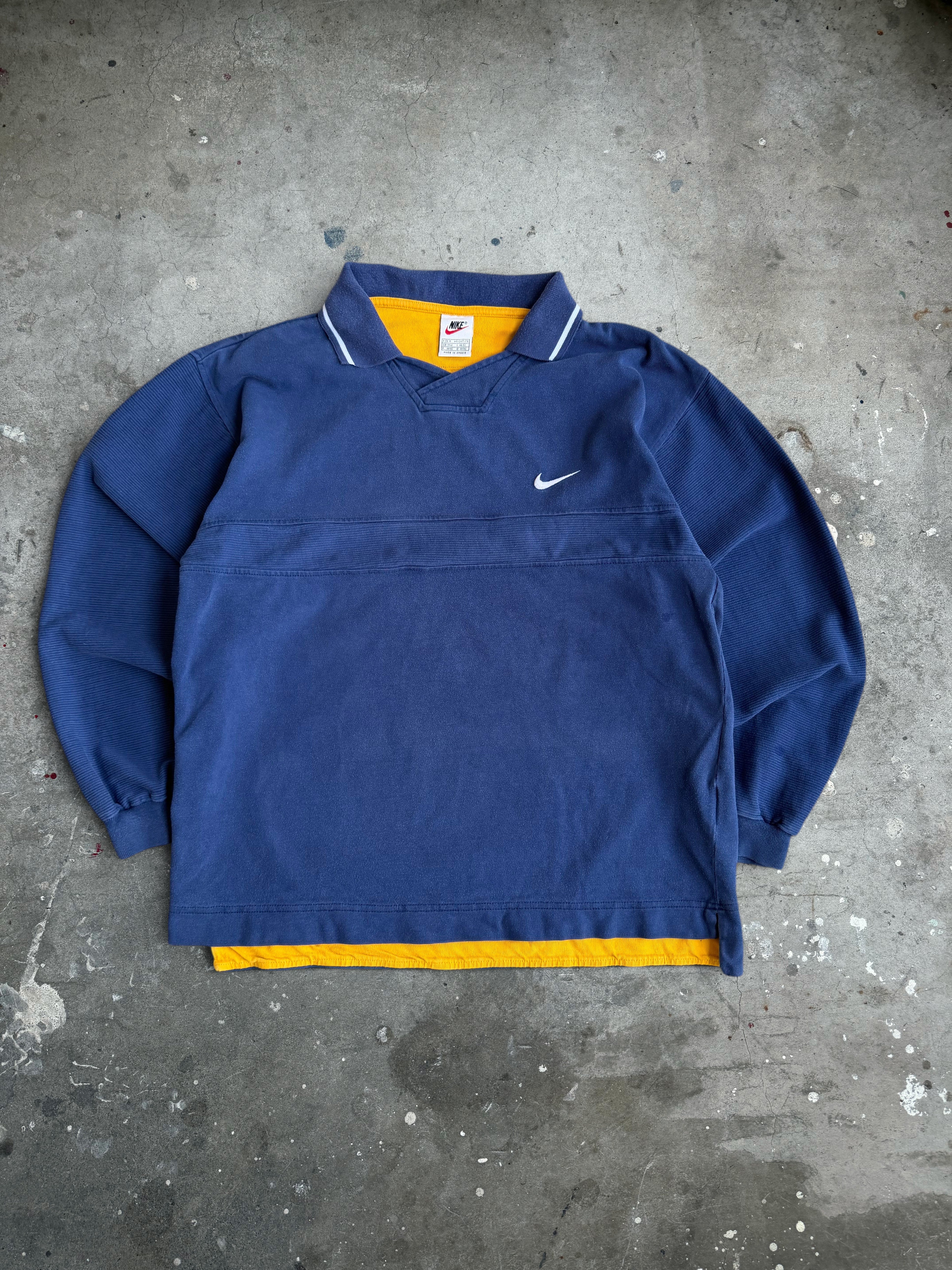 Navy Nike Collared Jumper - M