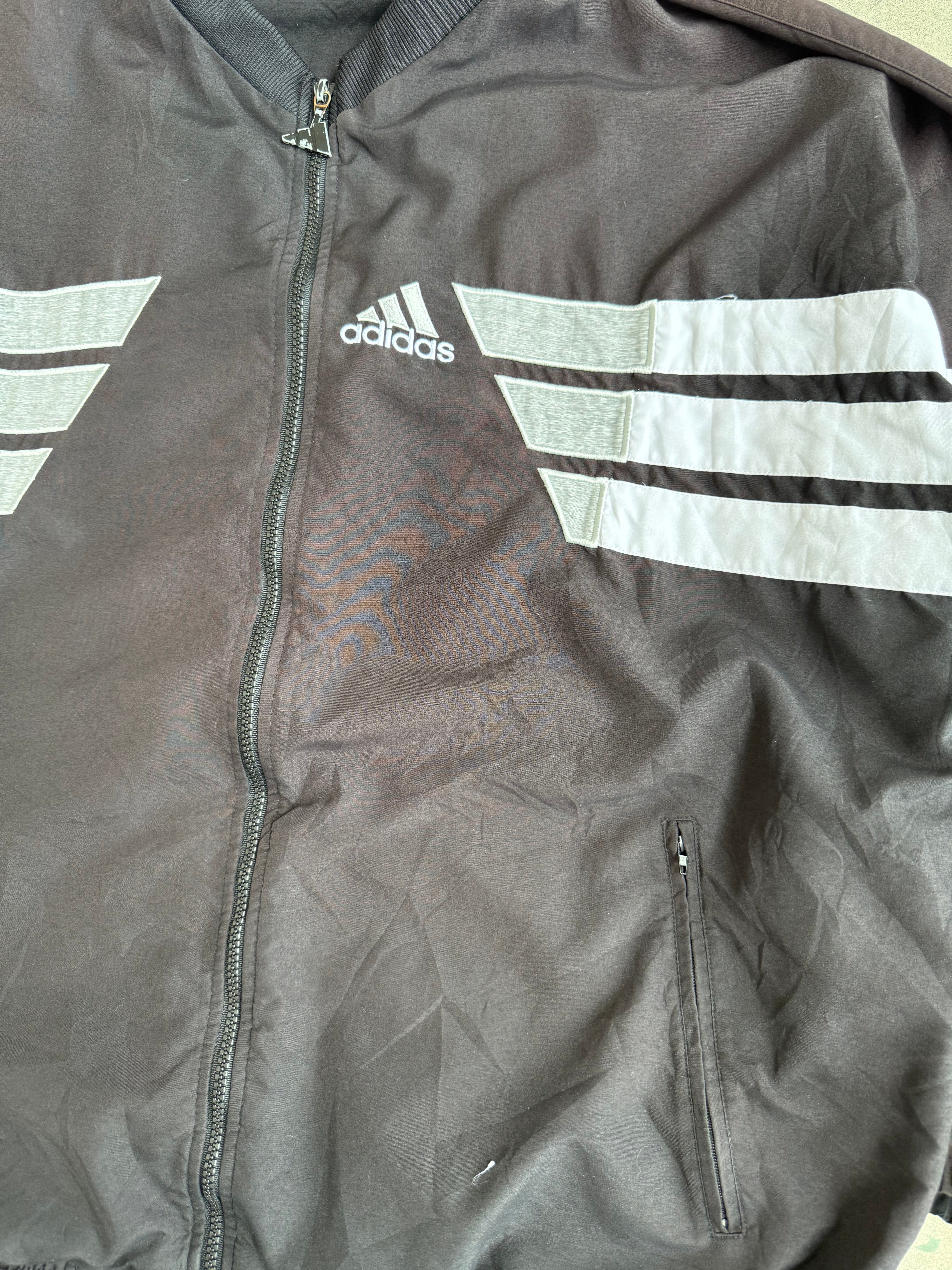 Black Striped Adidas Spray Jacket - XL