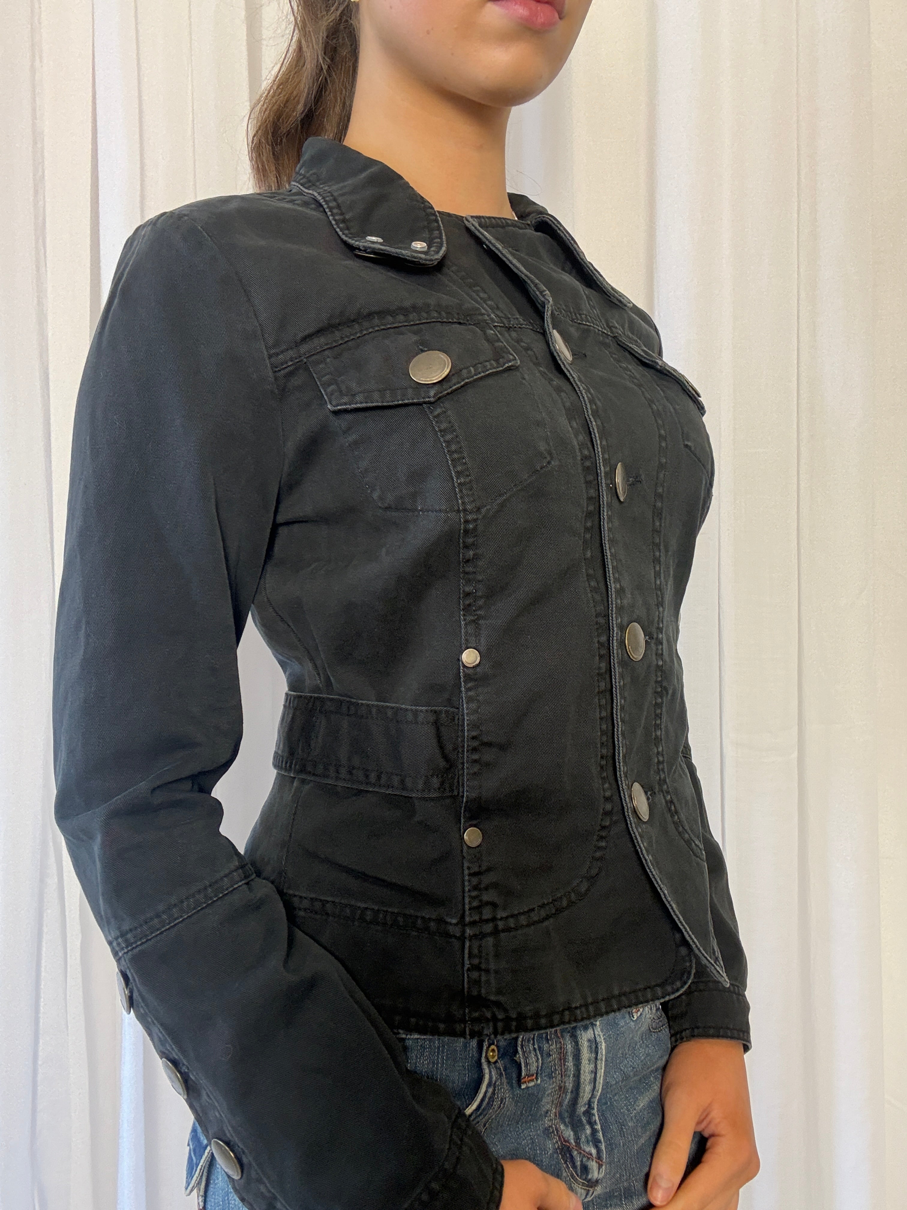 Charlotte Russe Black Button Jacket - M