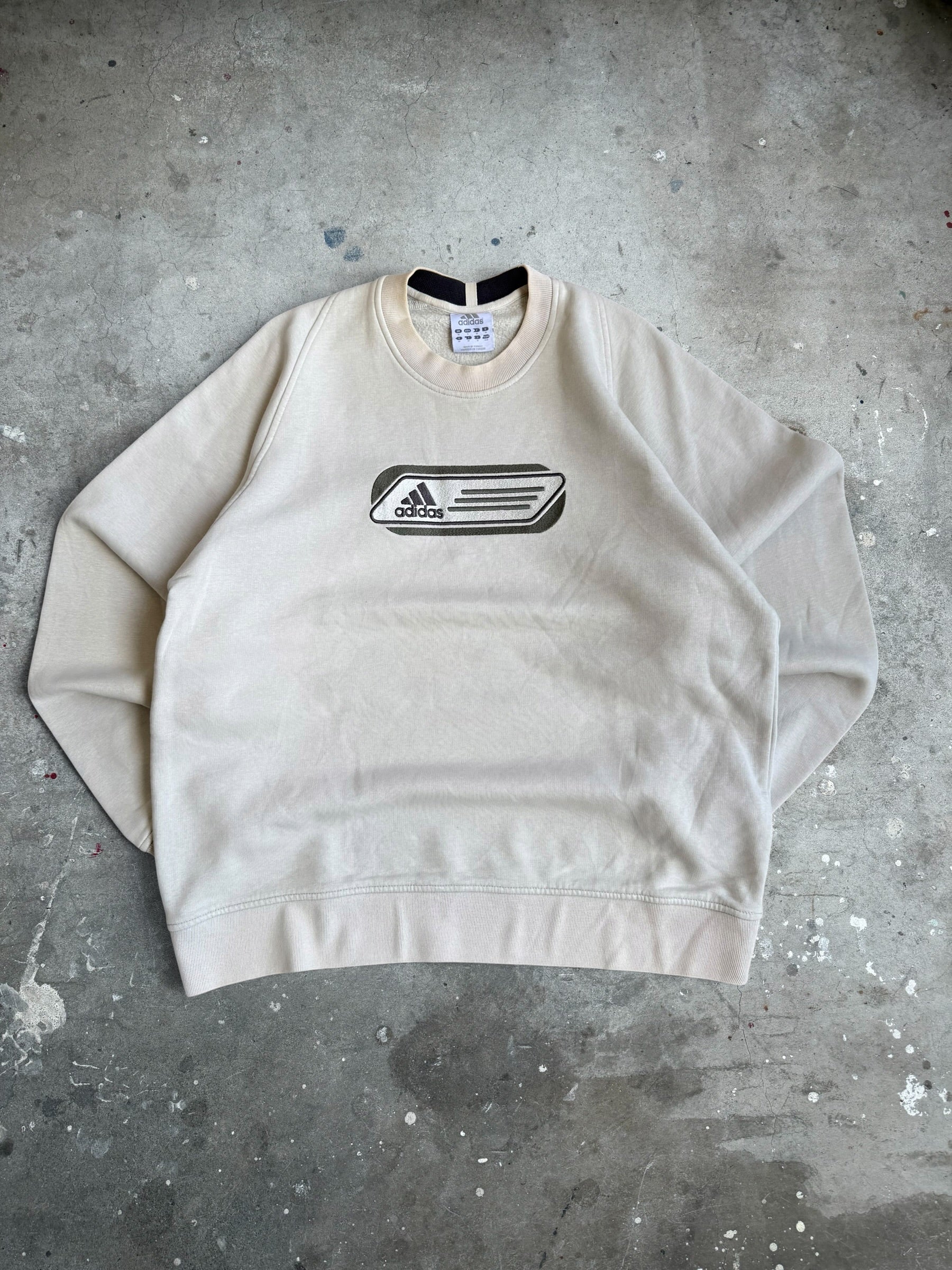 Beige Adidas Spellout Jumper - M