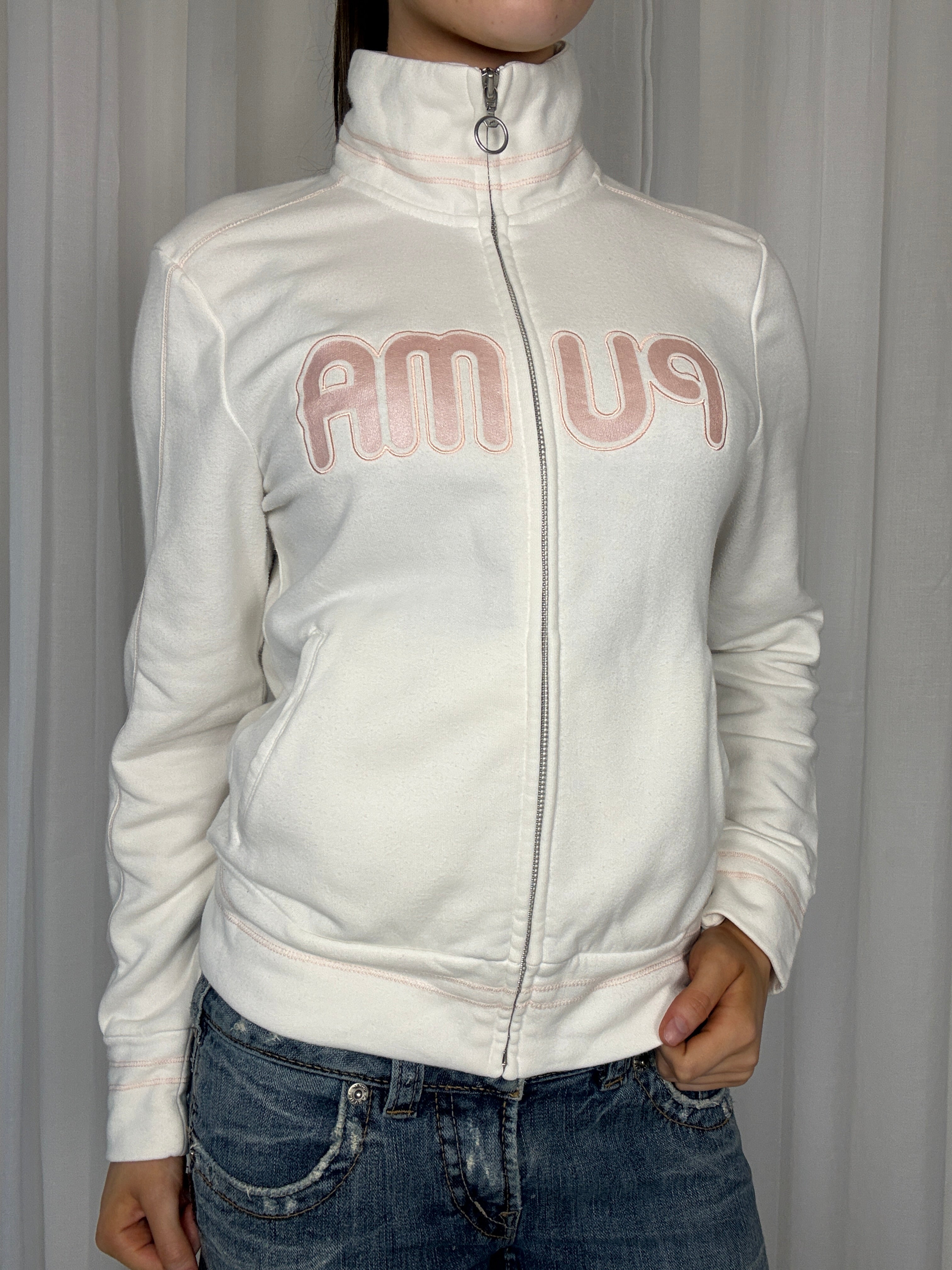 White Puma Zip Up - M