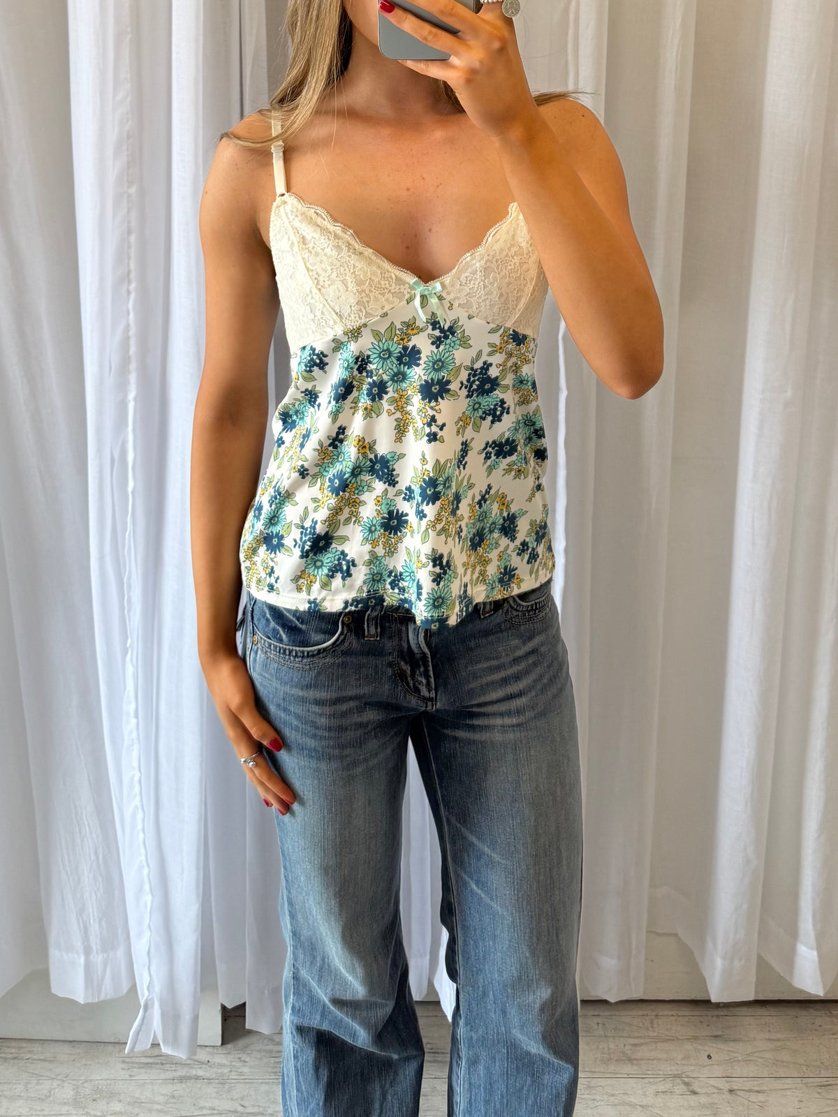 Blue & White Floral Cami