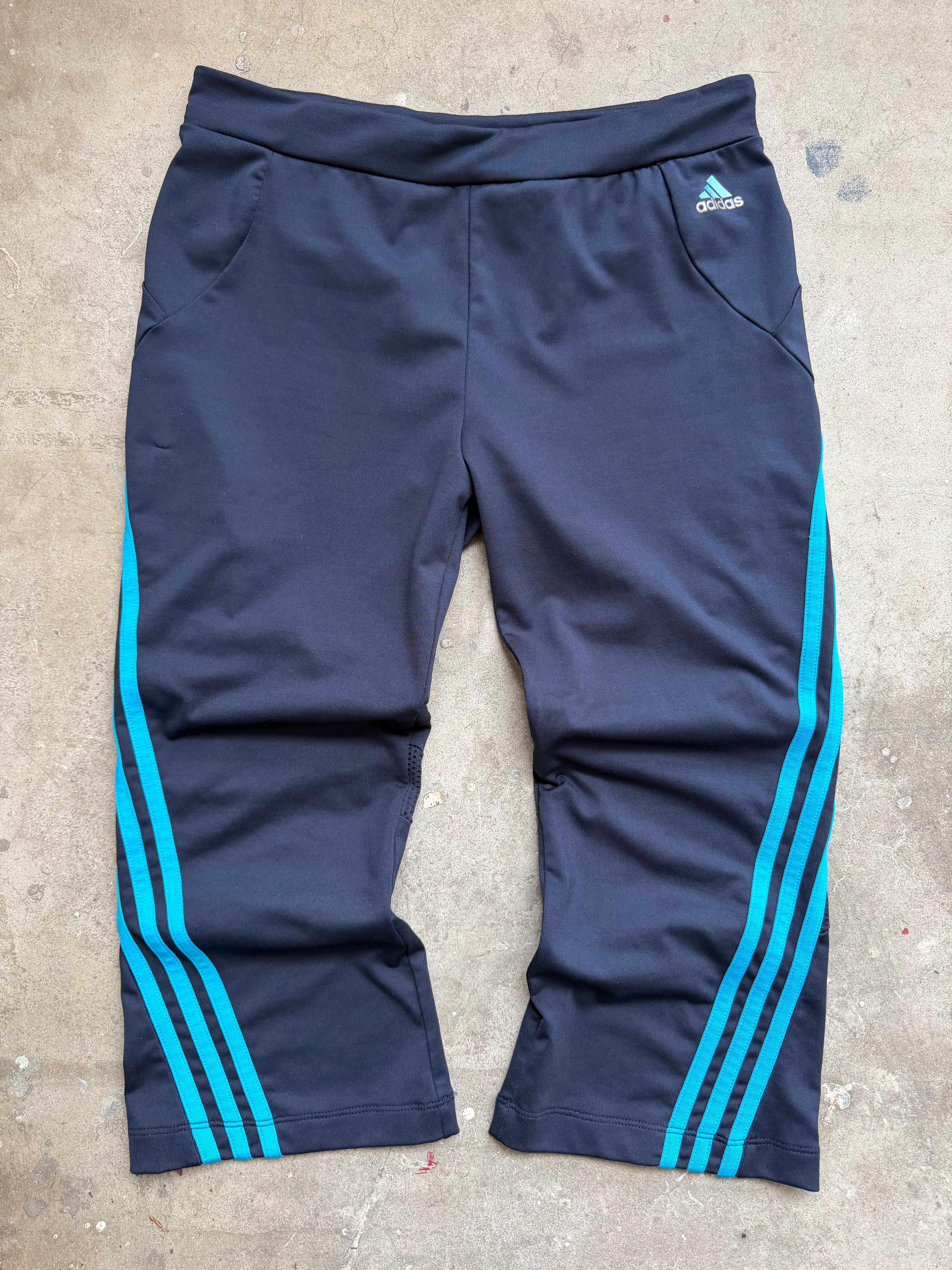 Navy Adidas Capri with Light Blue Stripe - M