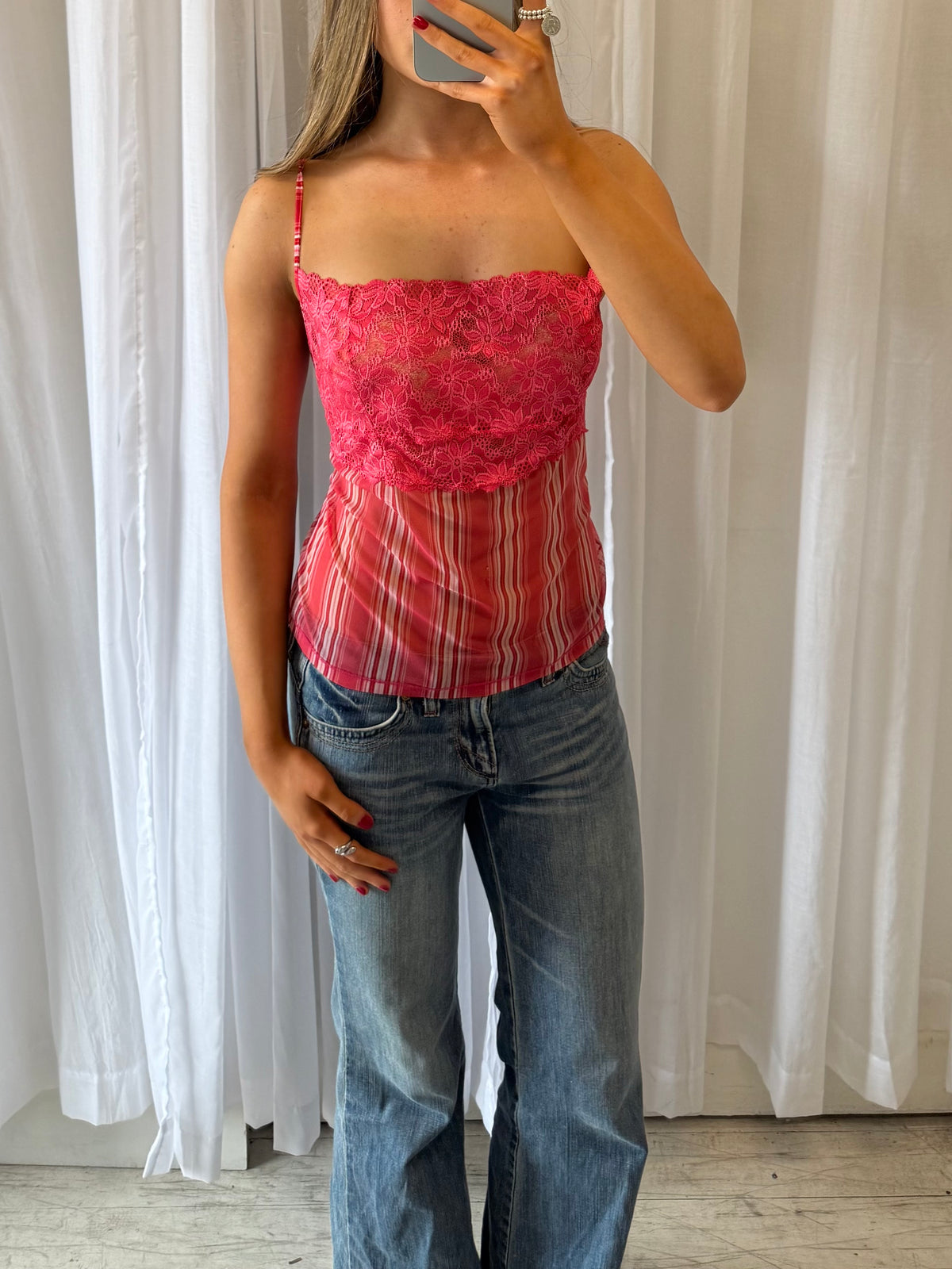 Cowl Neck Lace Coral Cami
