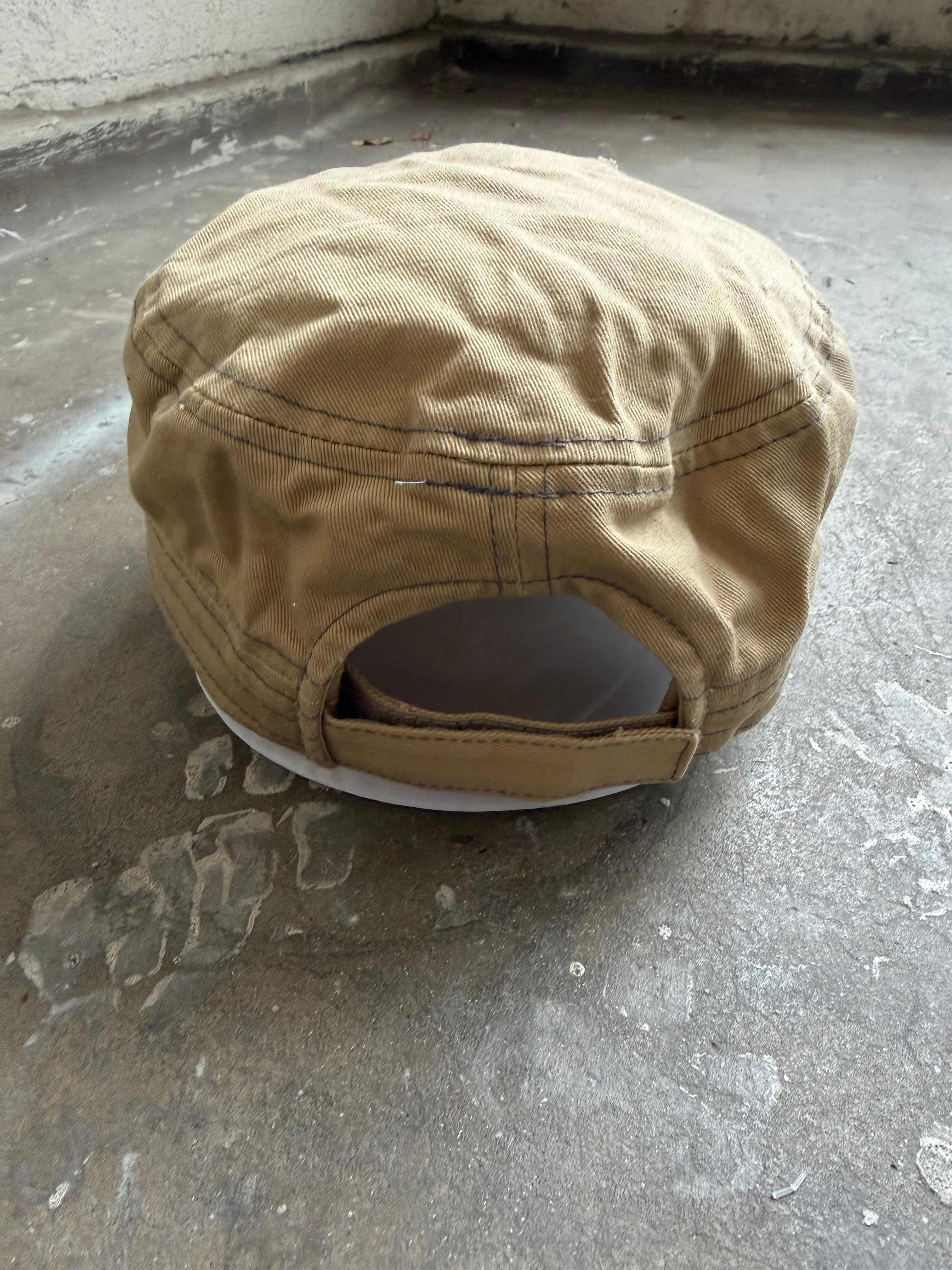 Beige Flower Bedazzled Cap