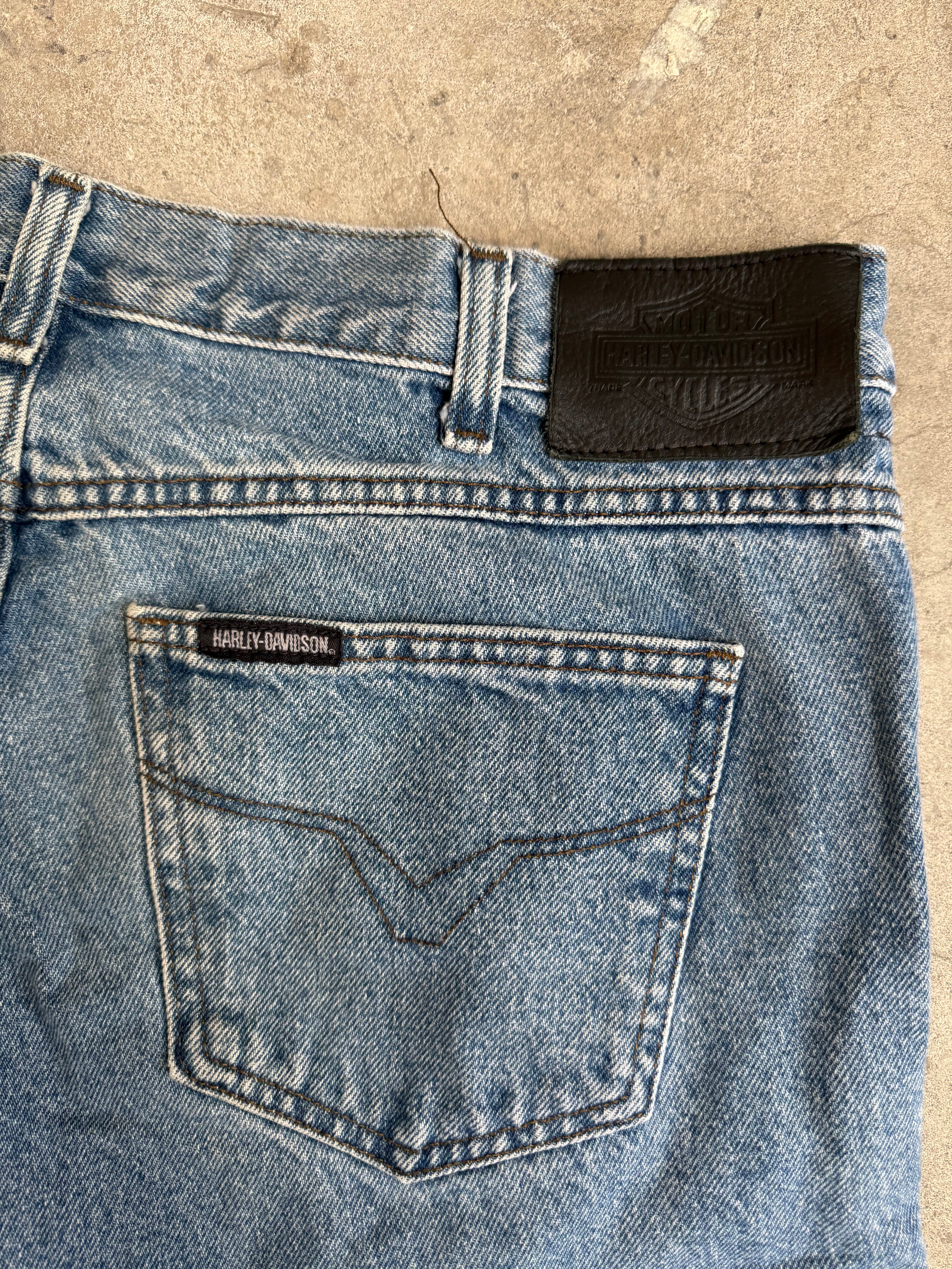 Washed Harley Davidson Denim Jeans - 36
