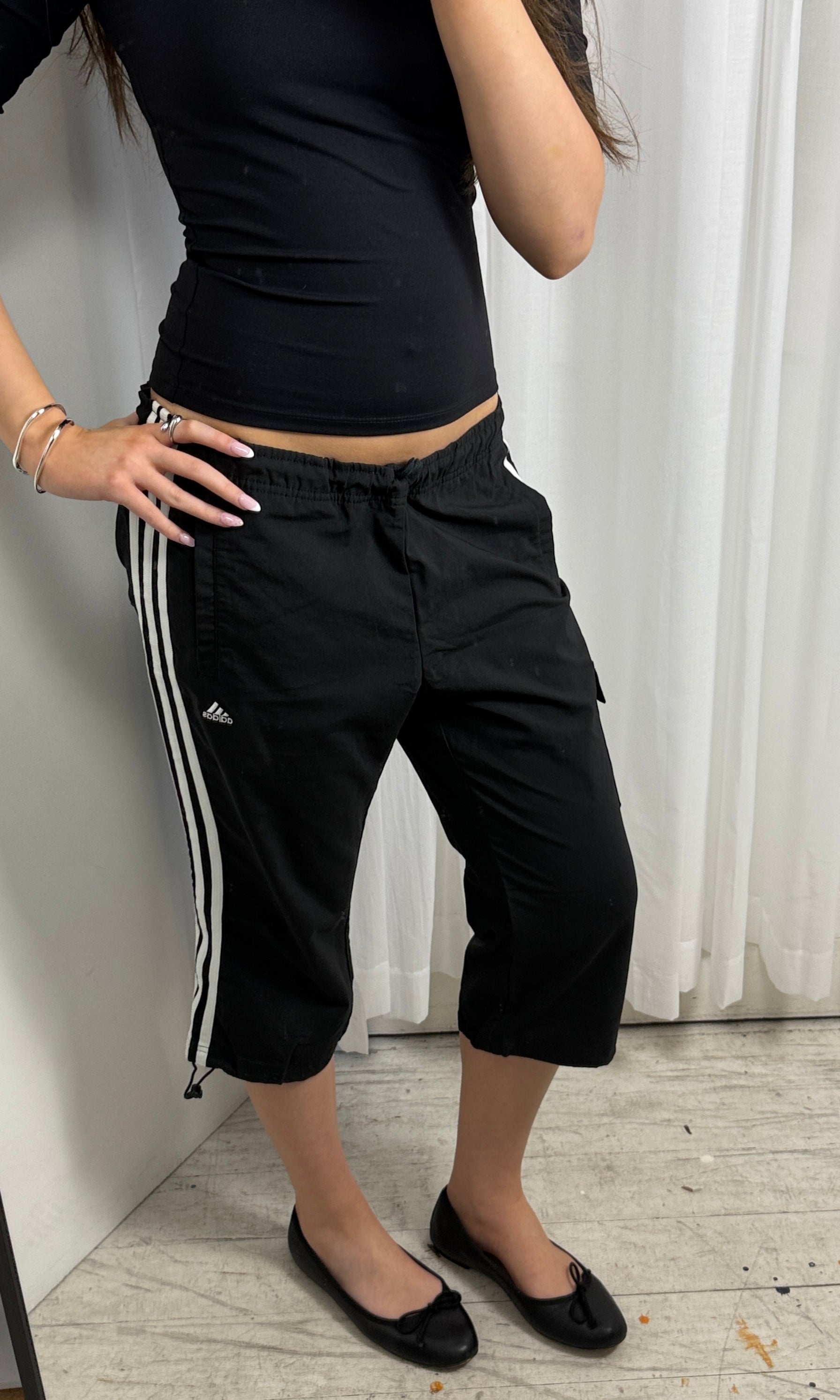 Black & White Adidas Capri - L