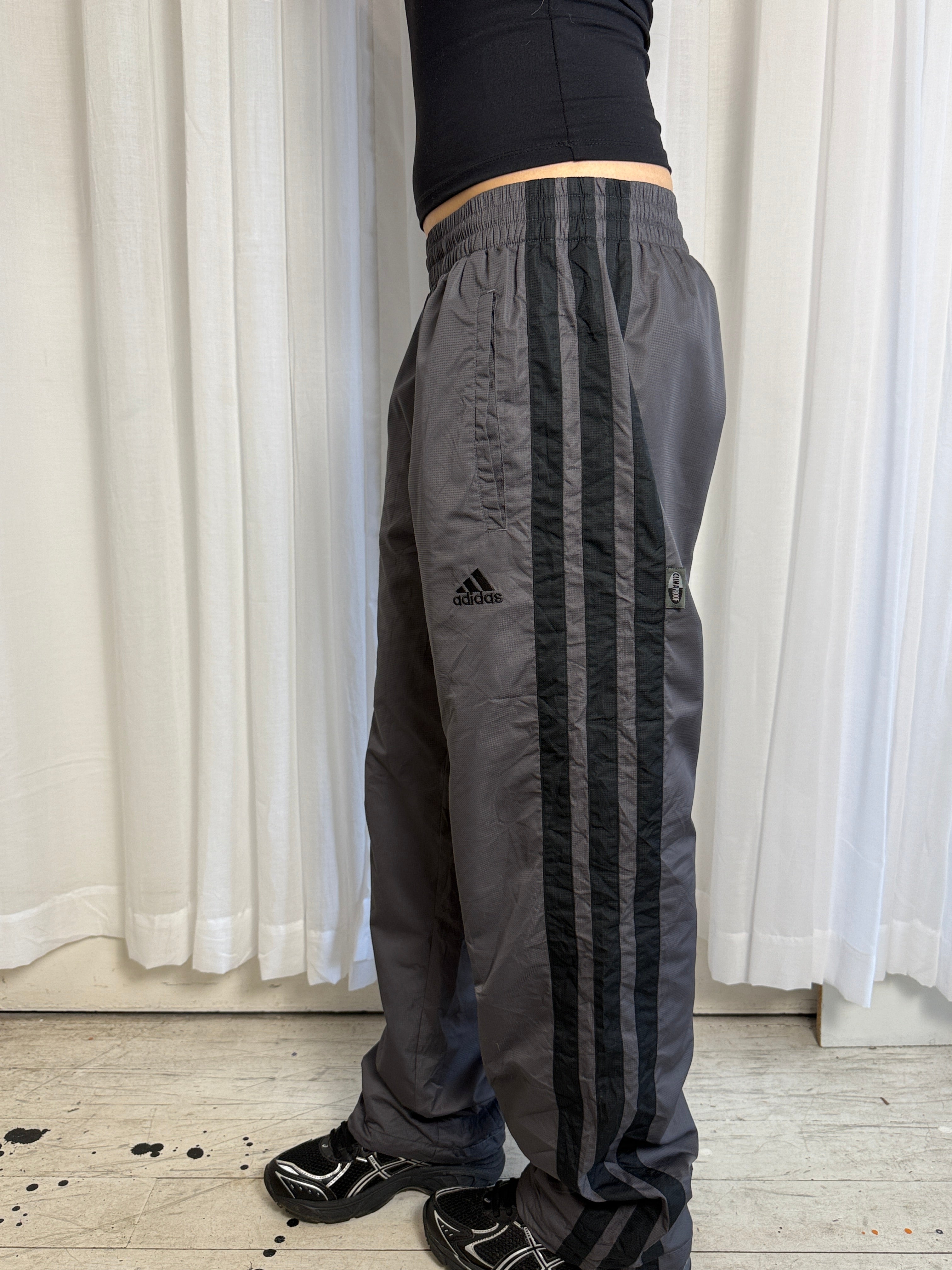 Grey & Black Adidas Trackpants - L