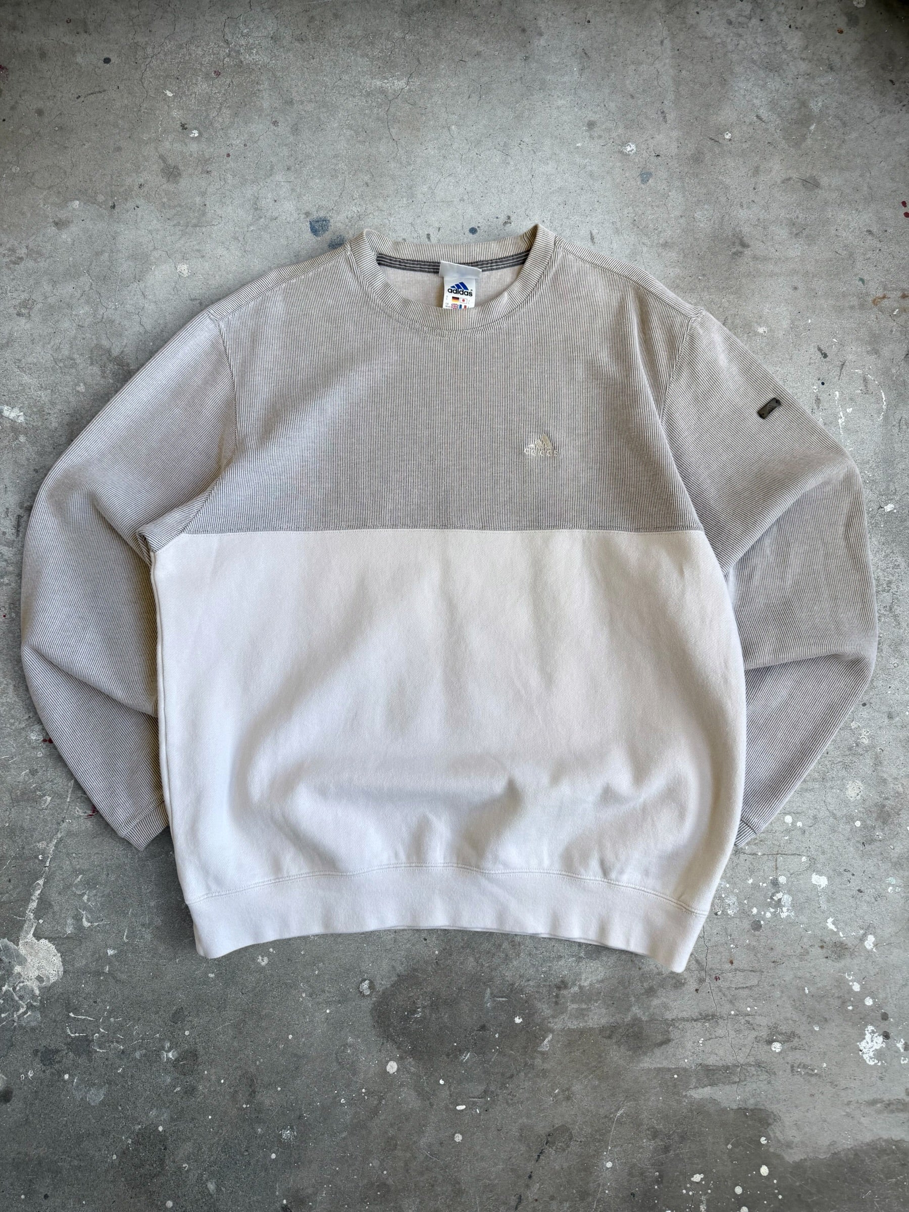 Cream Adidas Textured Jumper - L