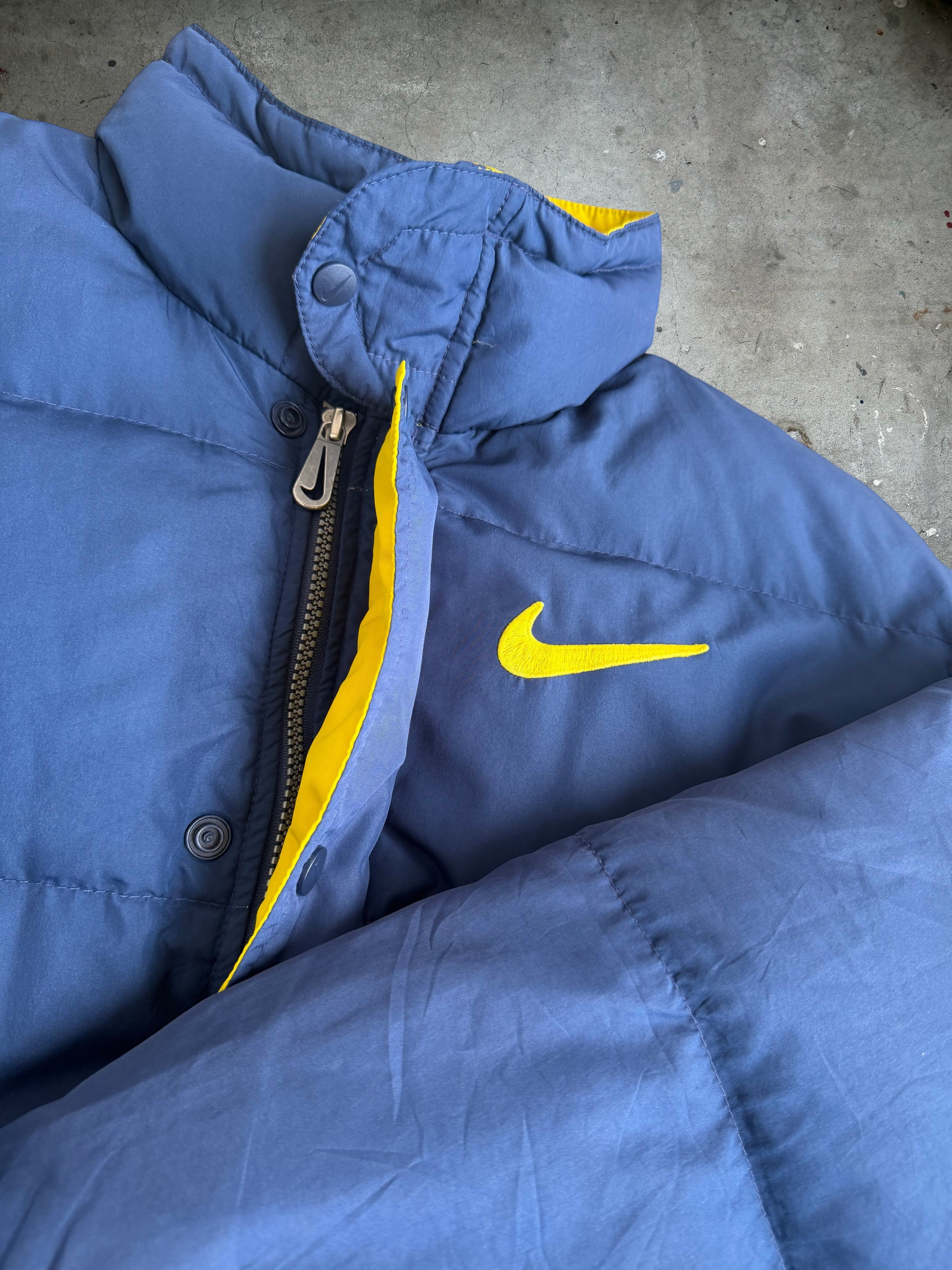 Navy & Yellow Nike Puffer Jacket - M