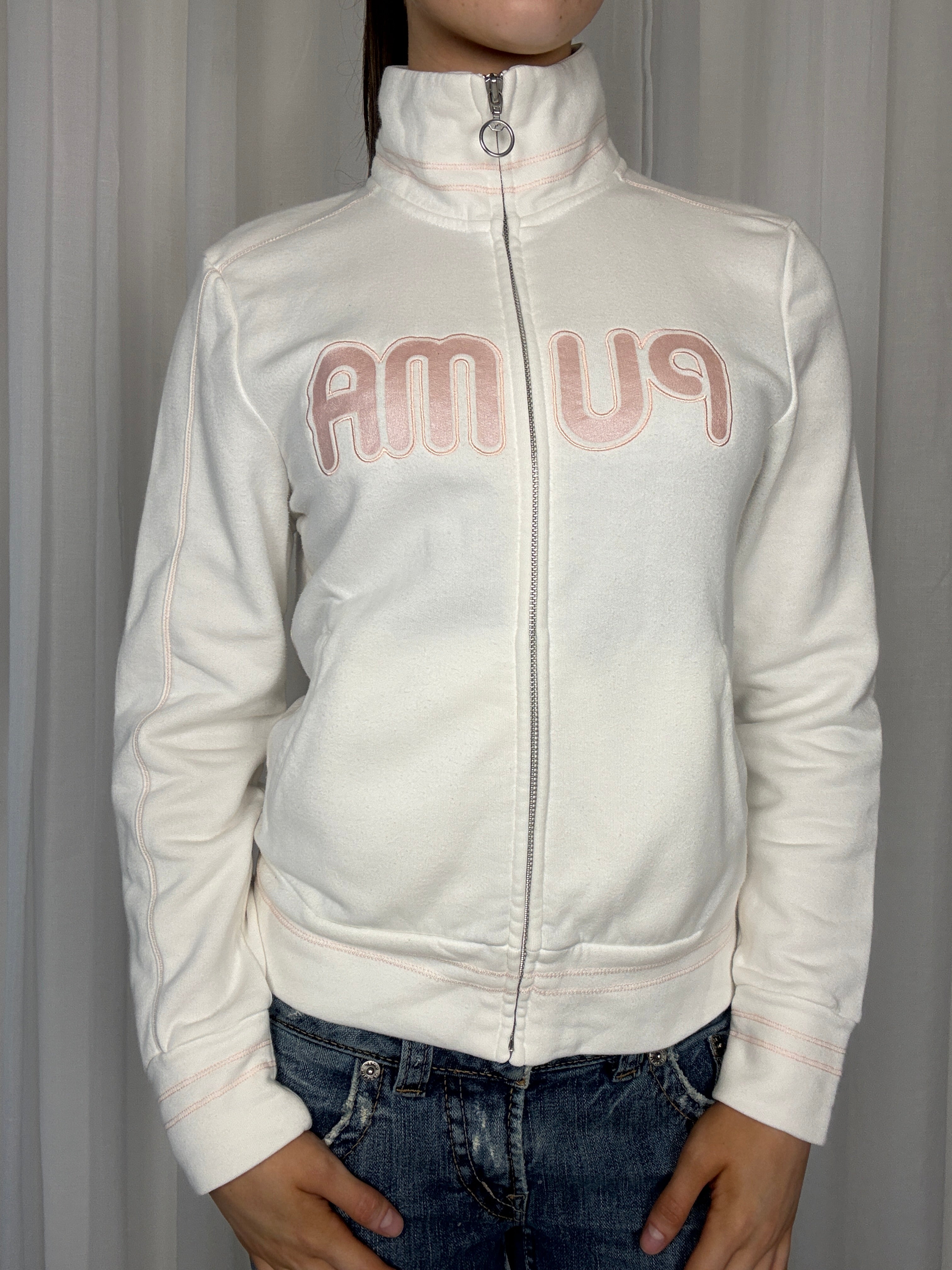 White Puma Zip Up - M