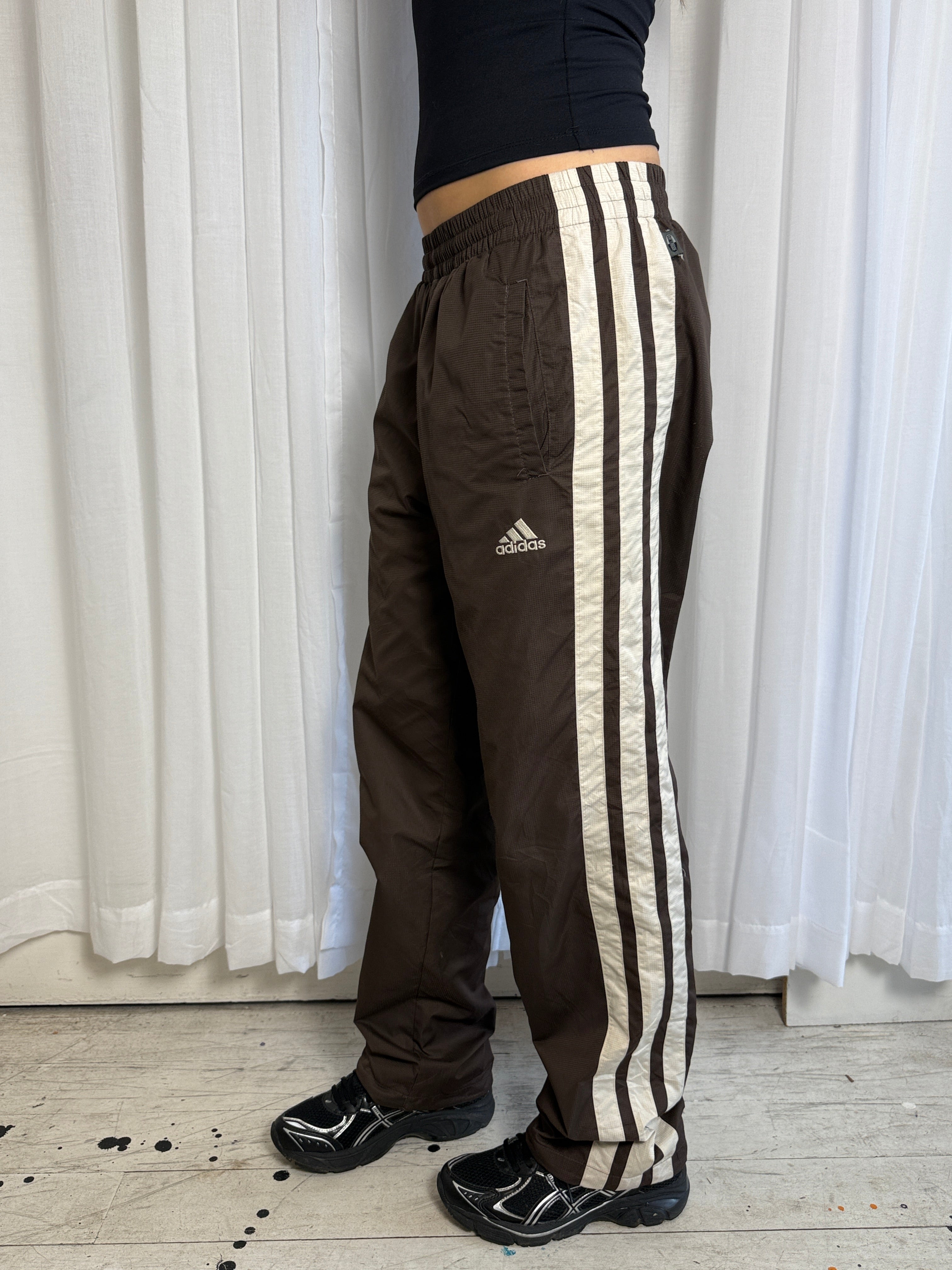 Brown & Cream Adidas Trackpants - L