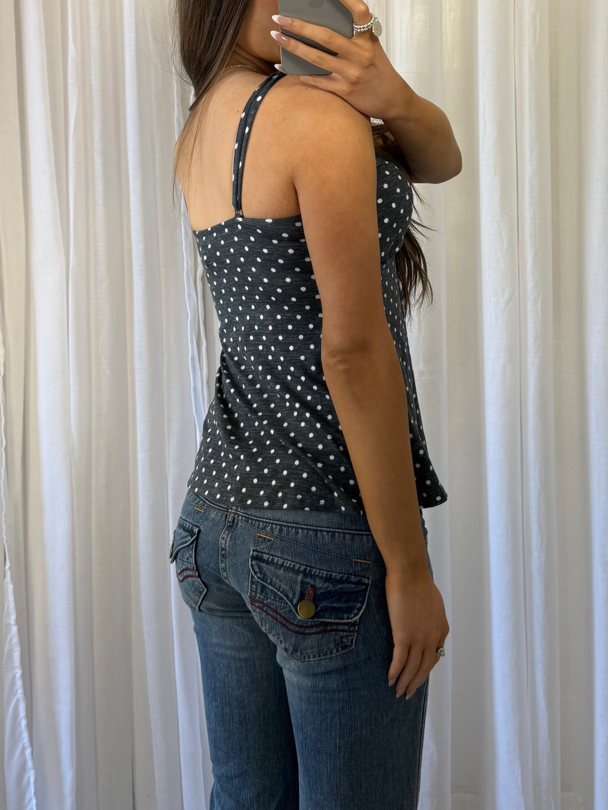 Dark Grey Polka Dot Cami