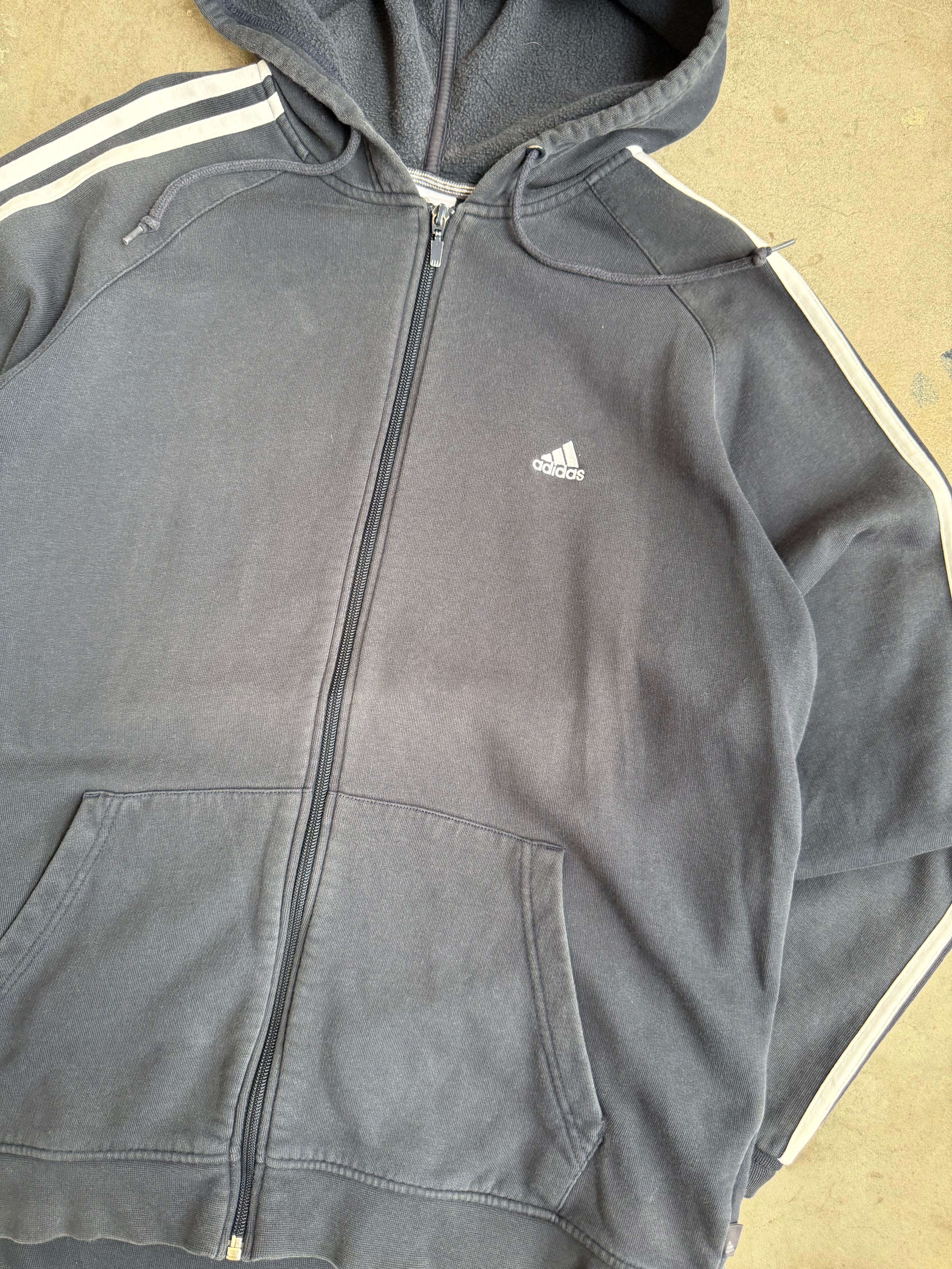 Navy Adidas Zip Up Hoodie - L