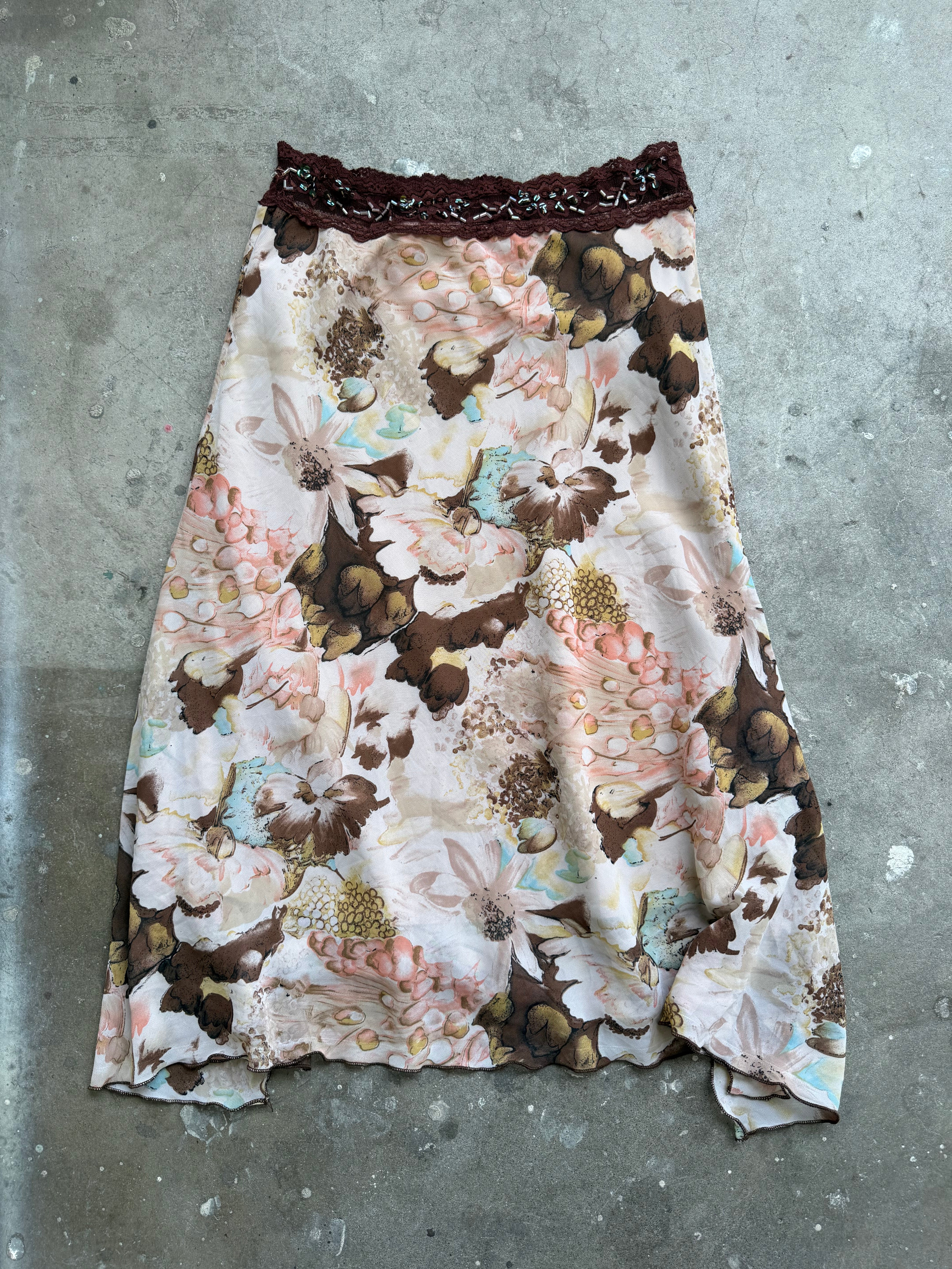 Floral Pattern Midi Skirt