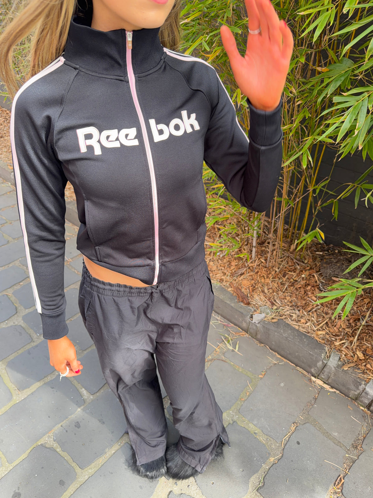 Black Reebok Spellout Track Jacket