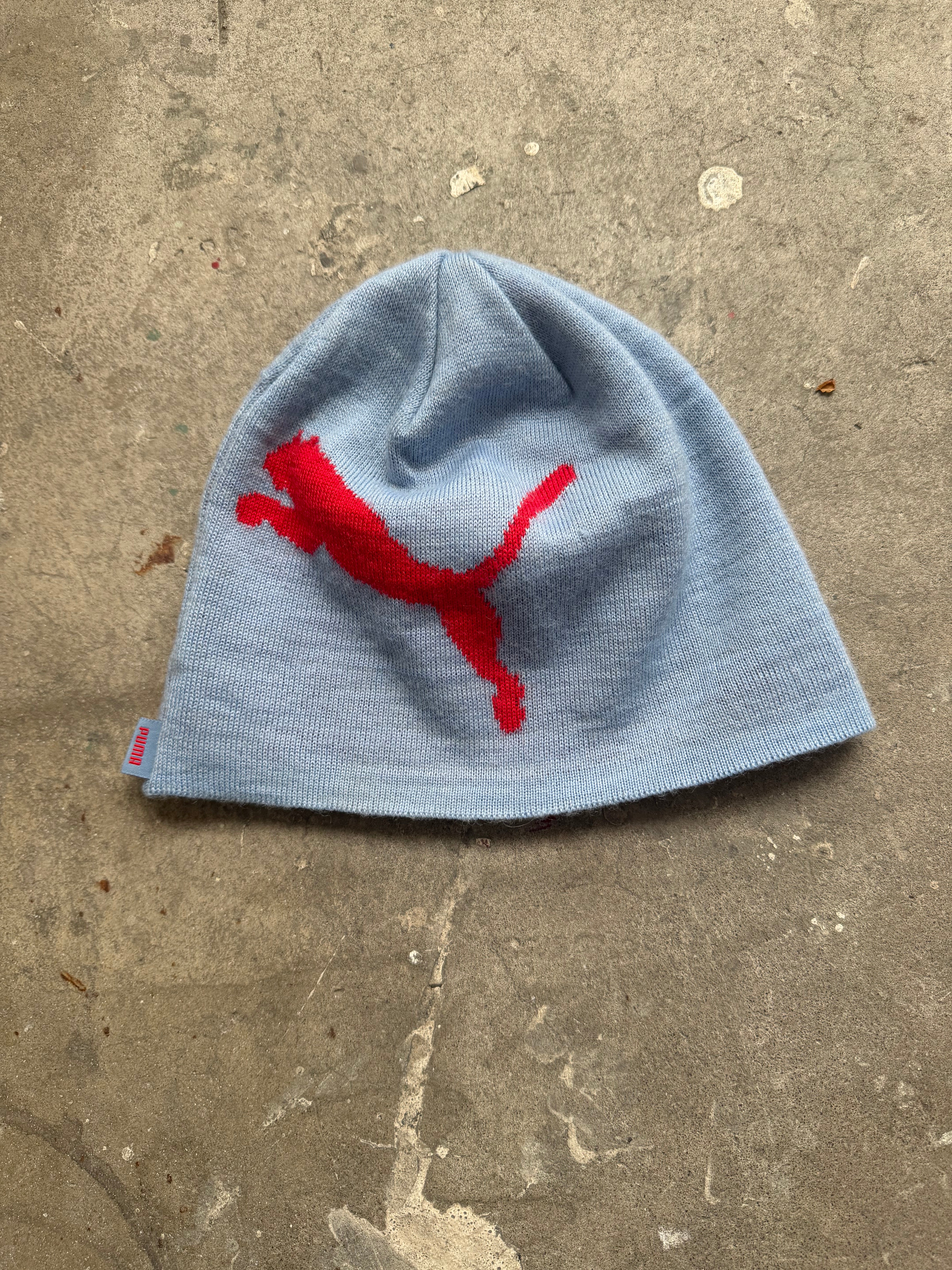 Light Blue & Red Puma Beanie