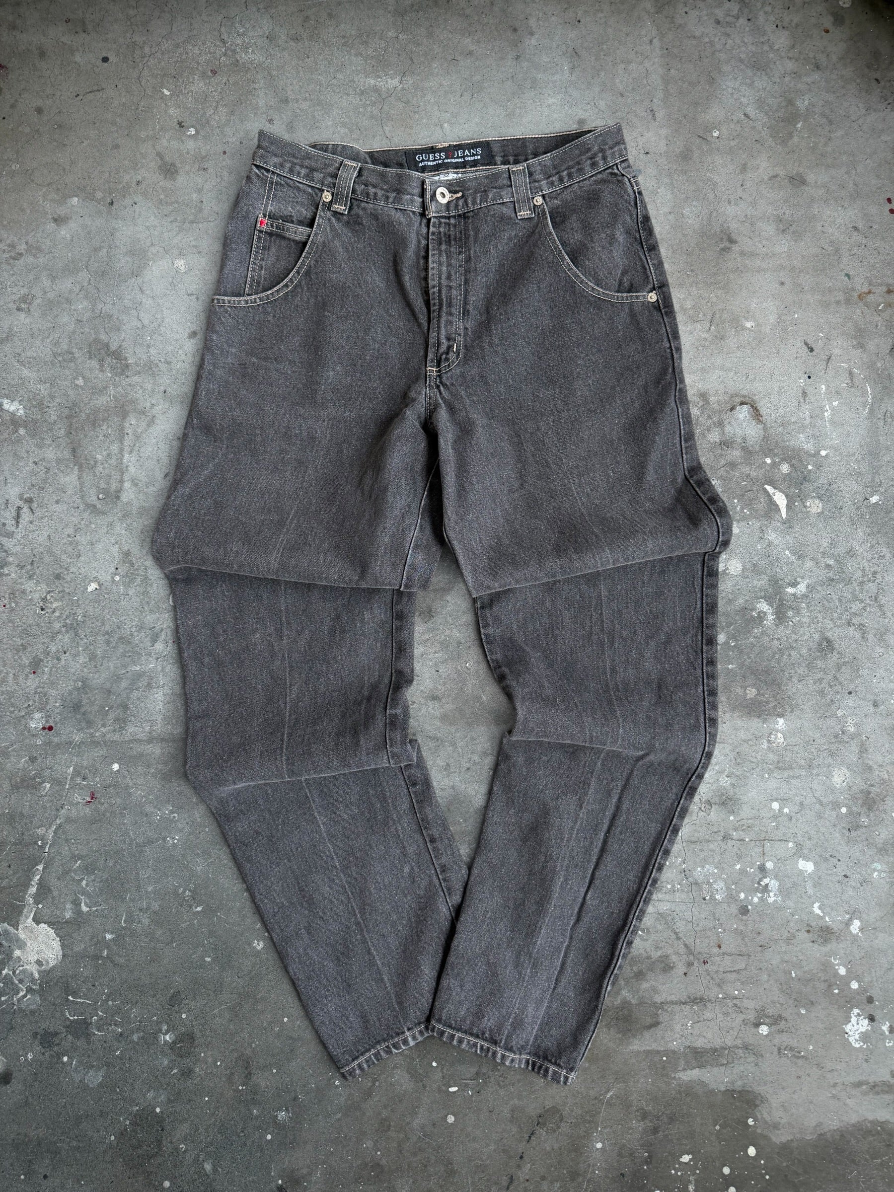90s Charcoal Guess Denim Jeans - 32”