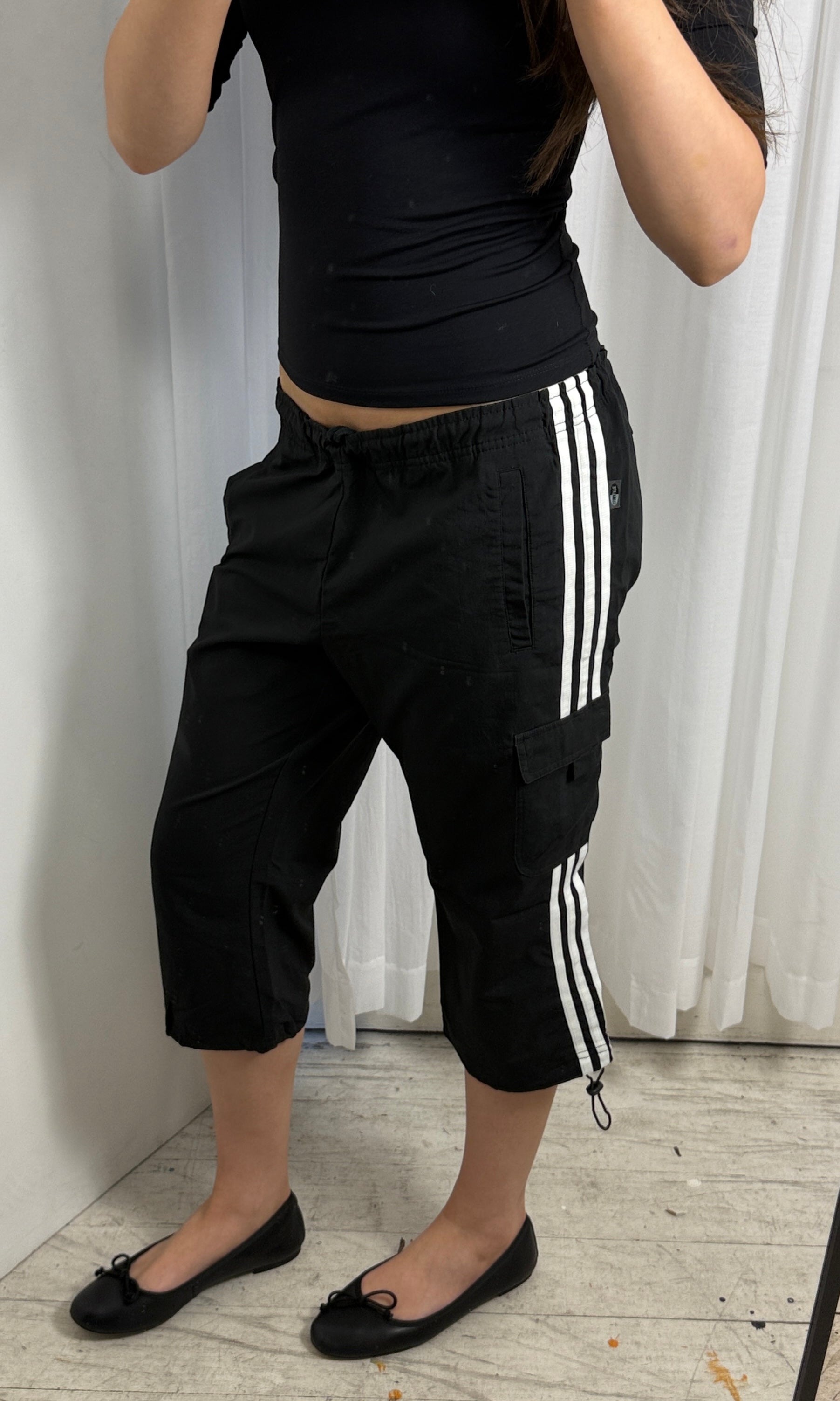 Black & White Adidas Capri - L