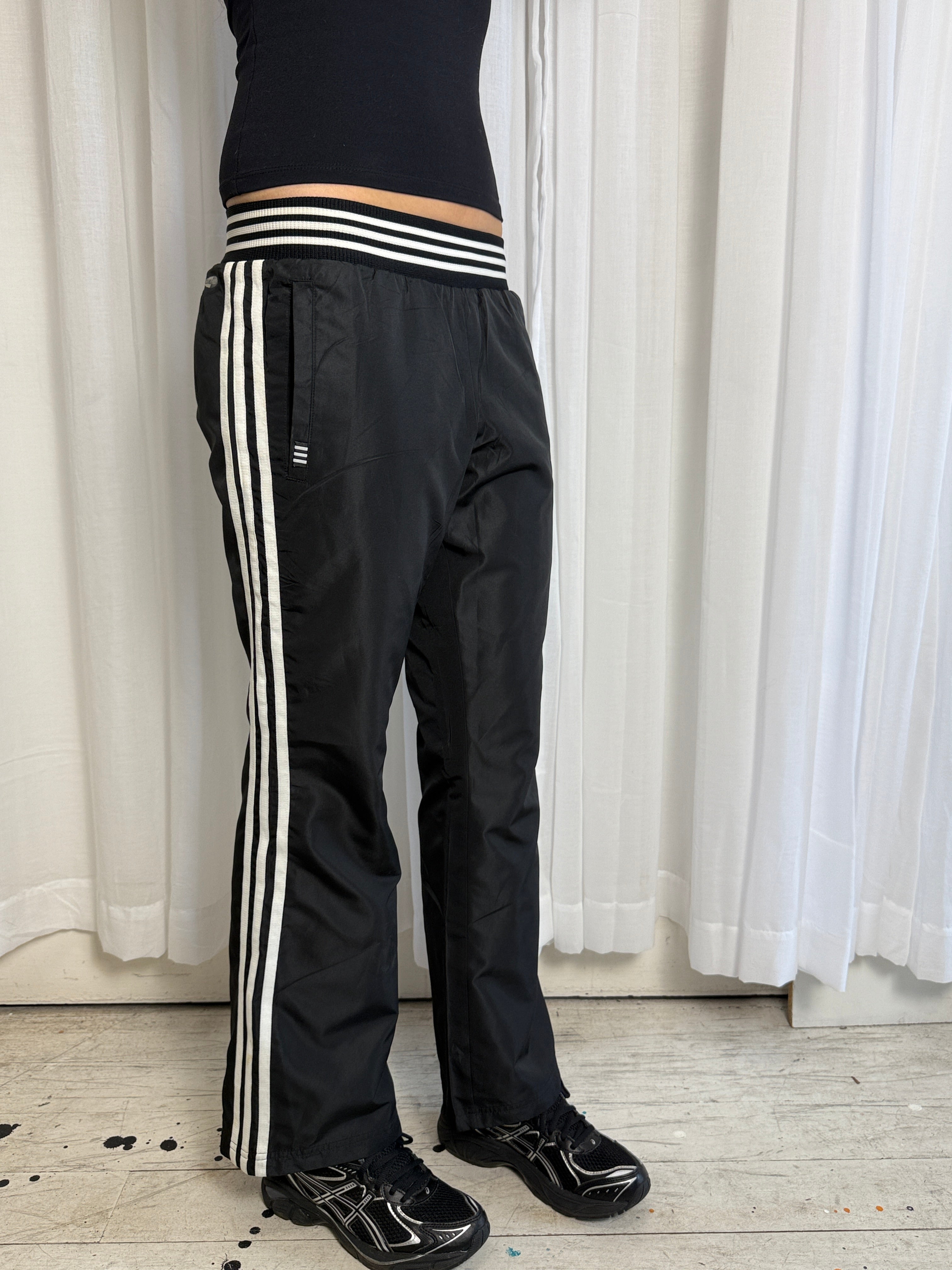 Black & White Adidas Trackpants - S