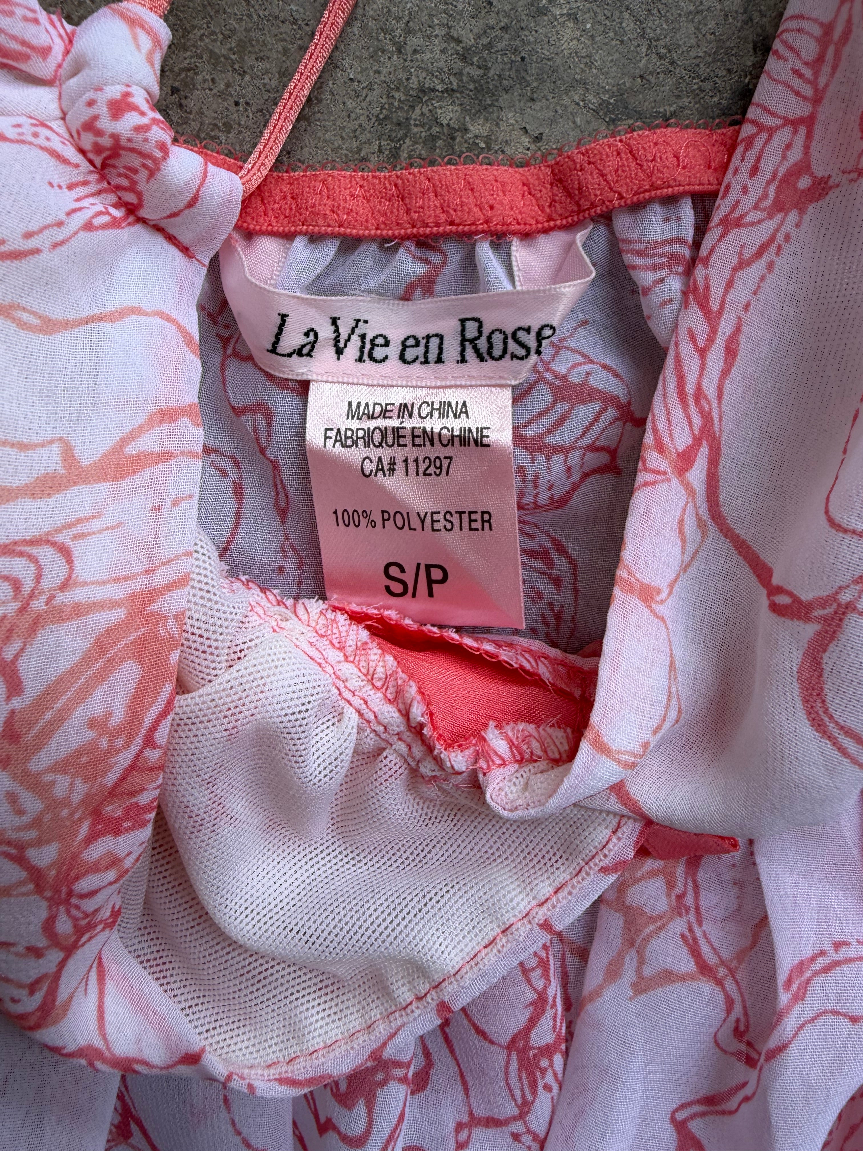 Coral & White Floral Sheer Slip