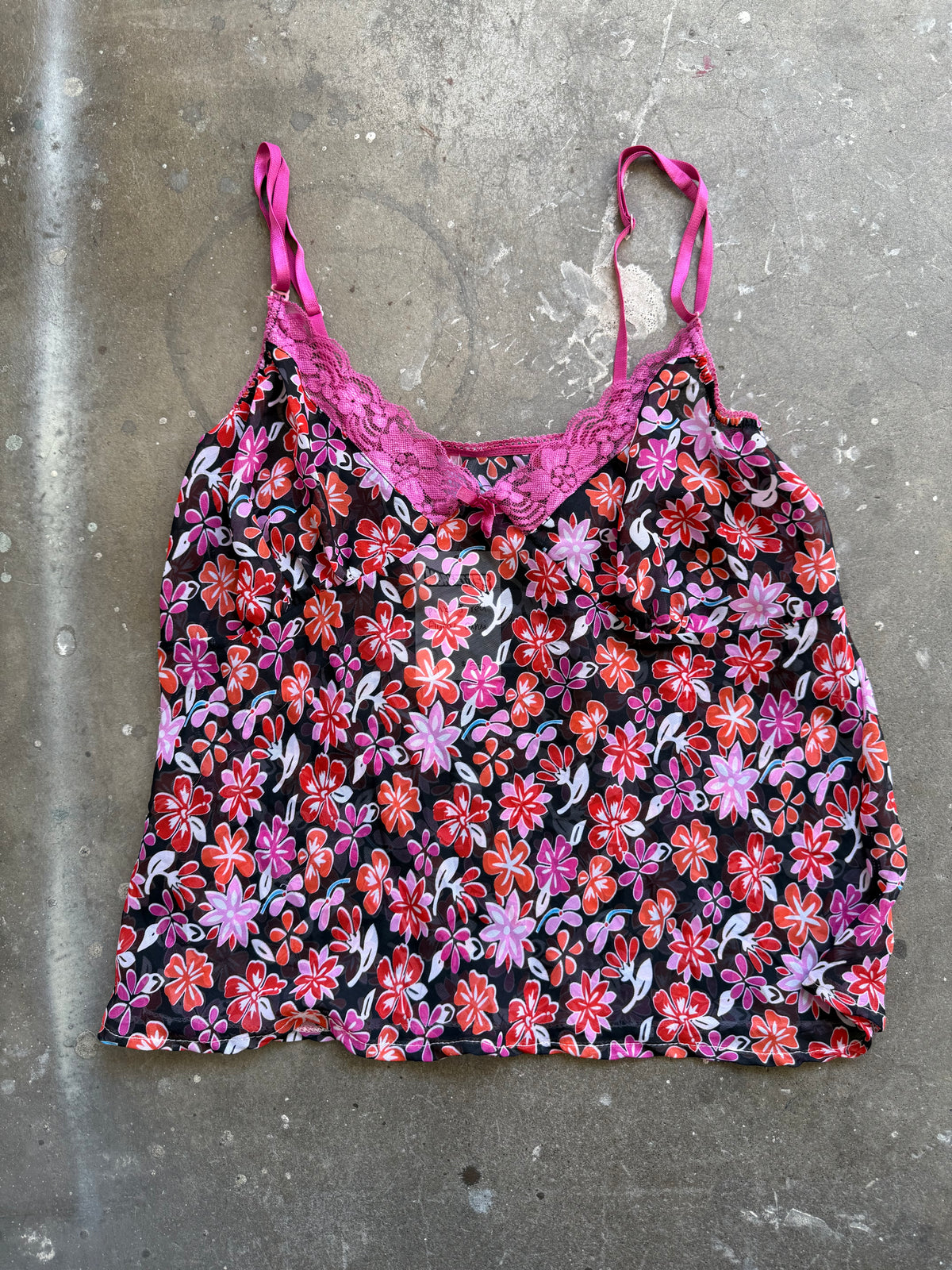 Pink & Black Floral Cami