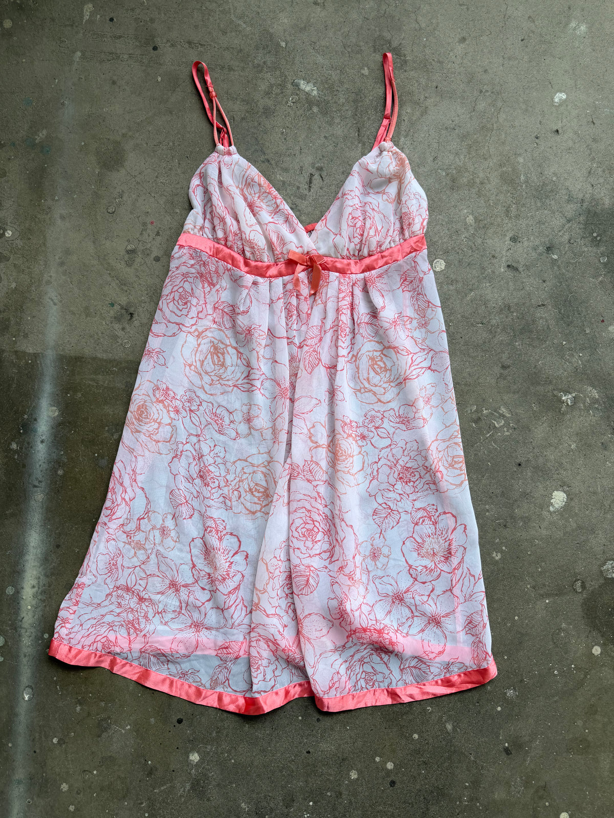 Coral & White Floral Sheer Slip