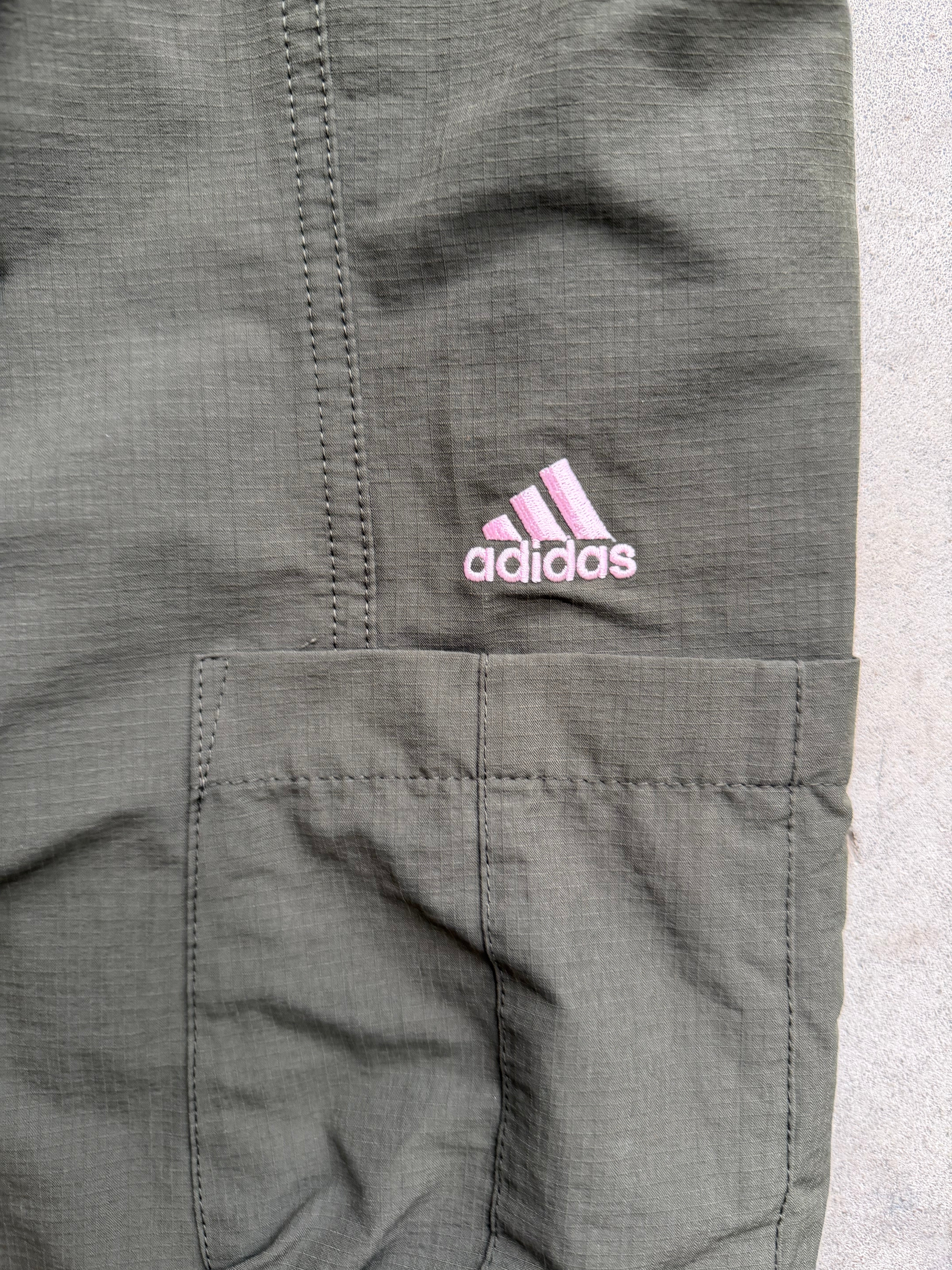 Khaki with Pink Adidas Cargo Capri - L